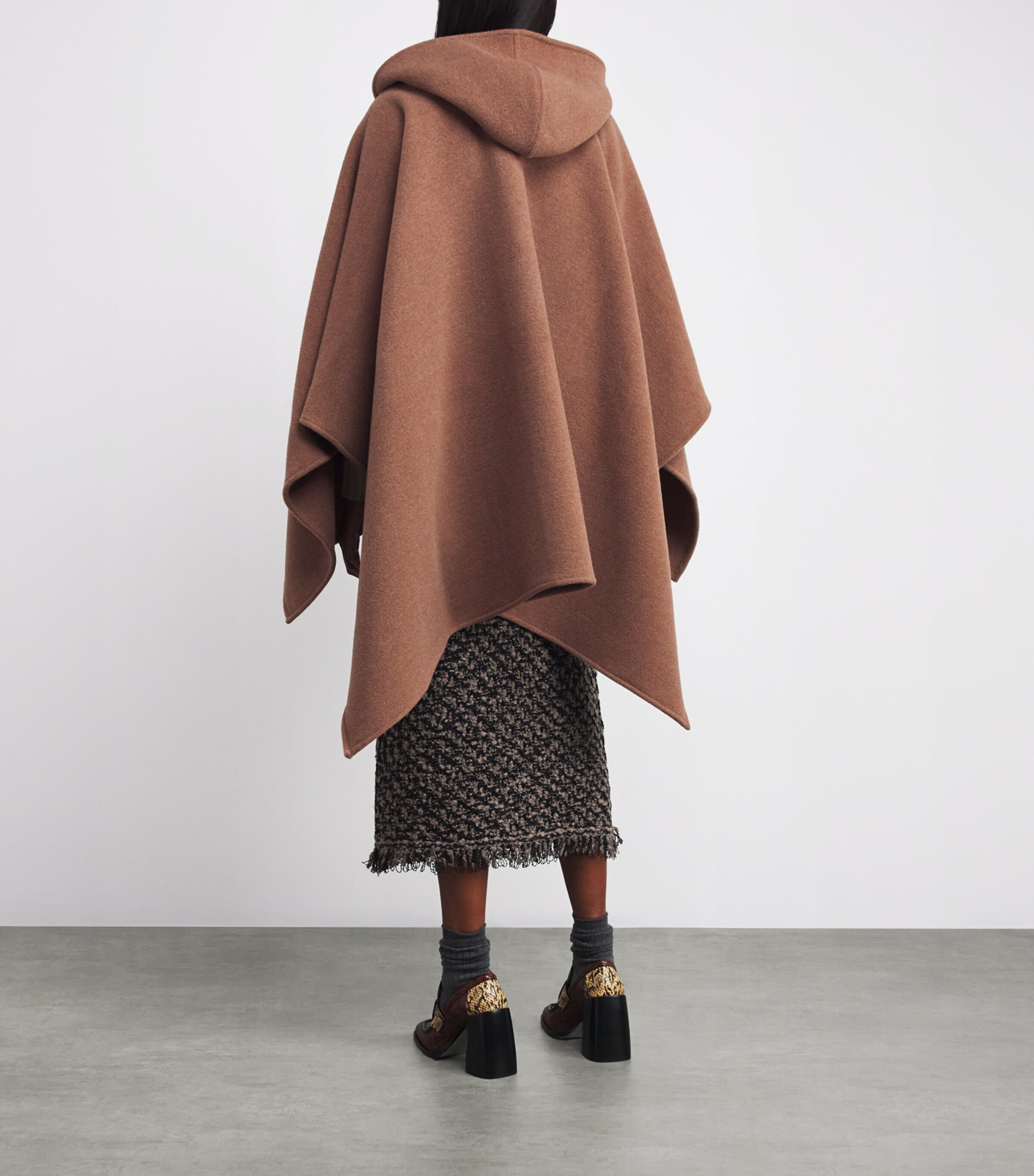 Fabiana Filippi Womens Wool Hooded Cape Corteccia Image 4