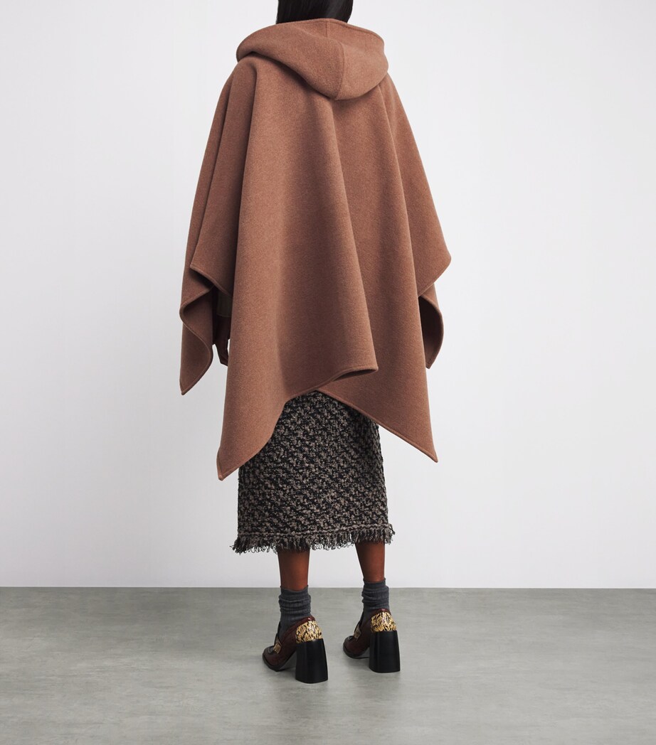 Fabiana Filippi Womens Wool Hooded Cape Corteccia Image 4