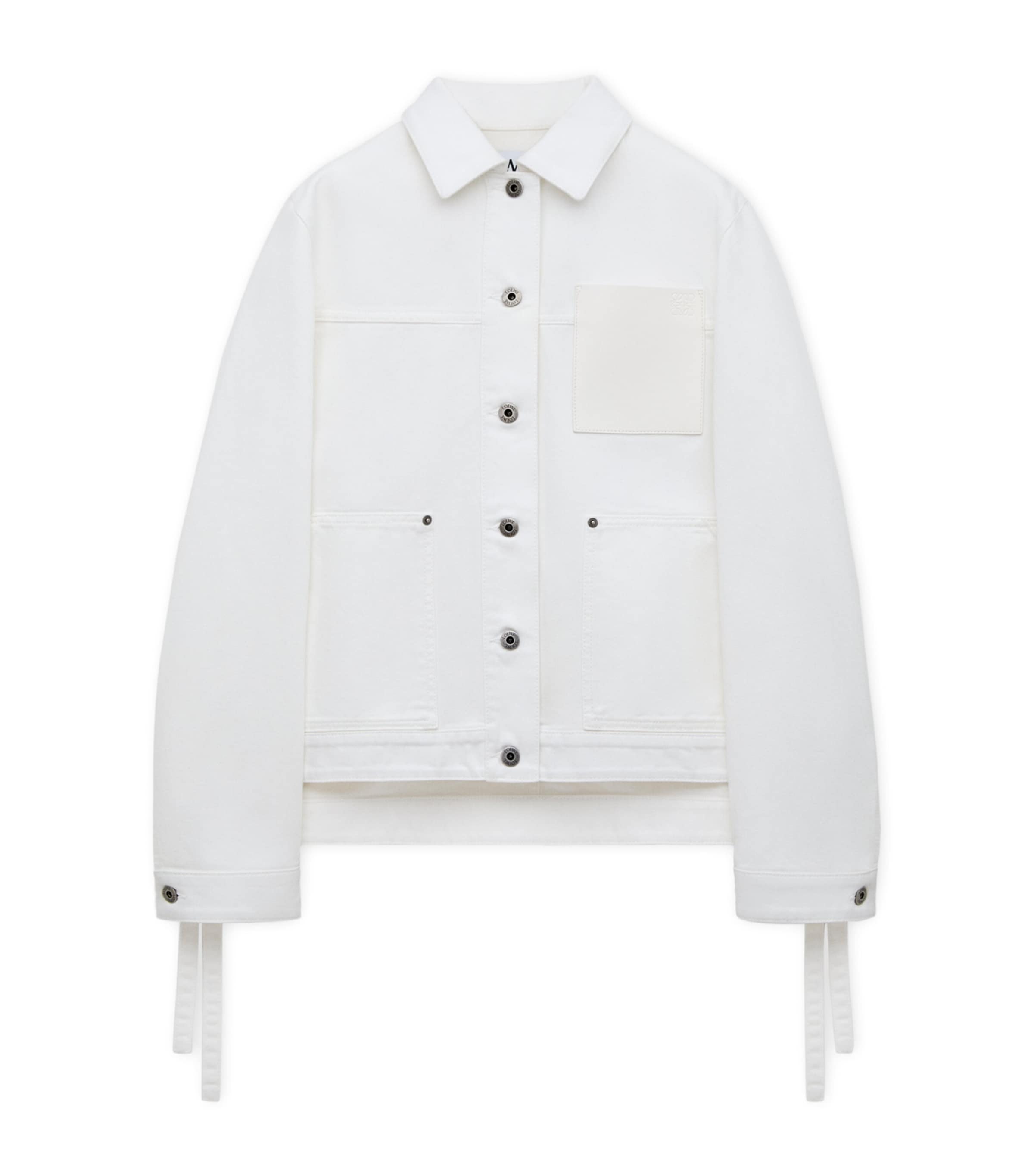 LOEWE Womens x Paula's Ibiza Workwear Side-Tie Denim Jacket White Image 1