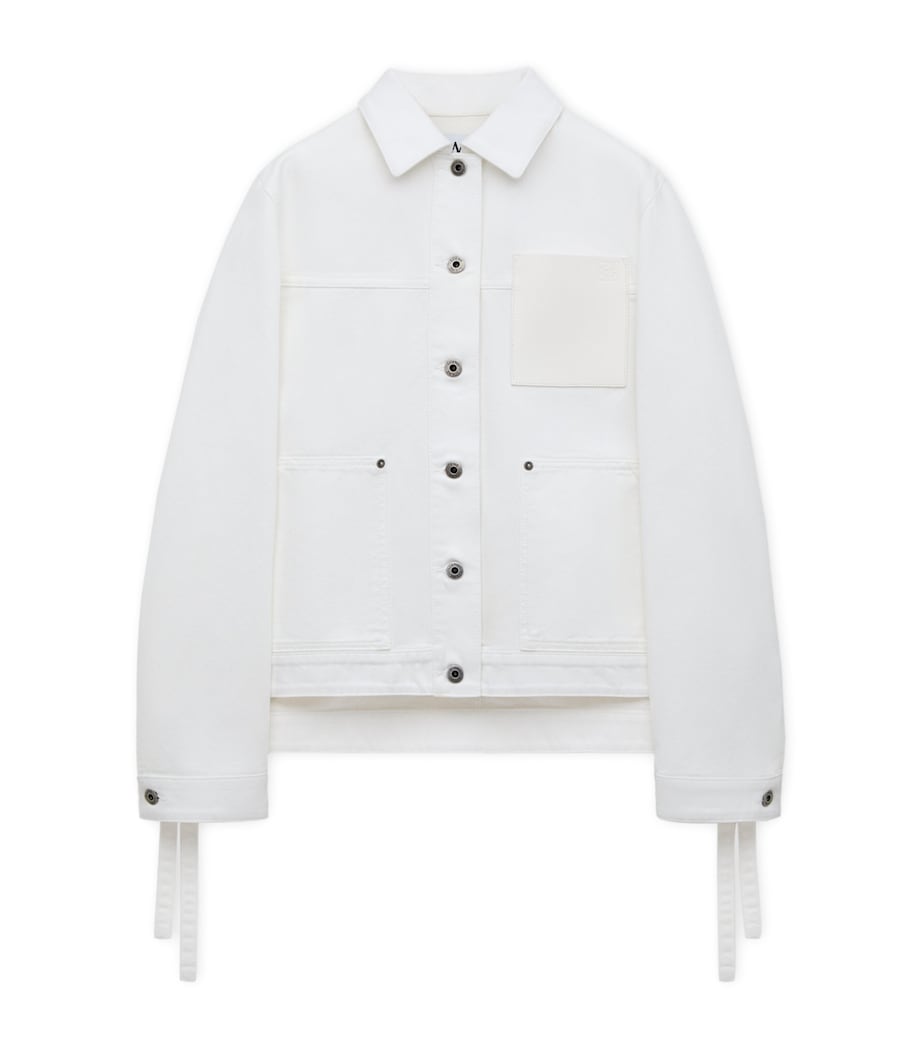 LOEWE Womens x Paula's Ibiza Workwear Side-Tie Denim Jacket White Image 1