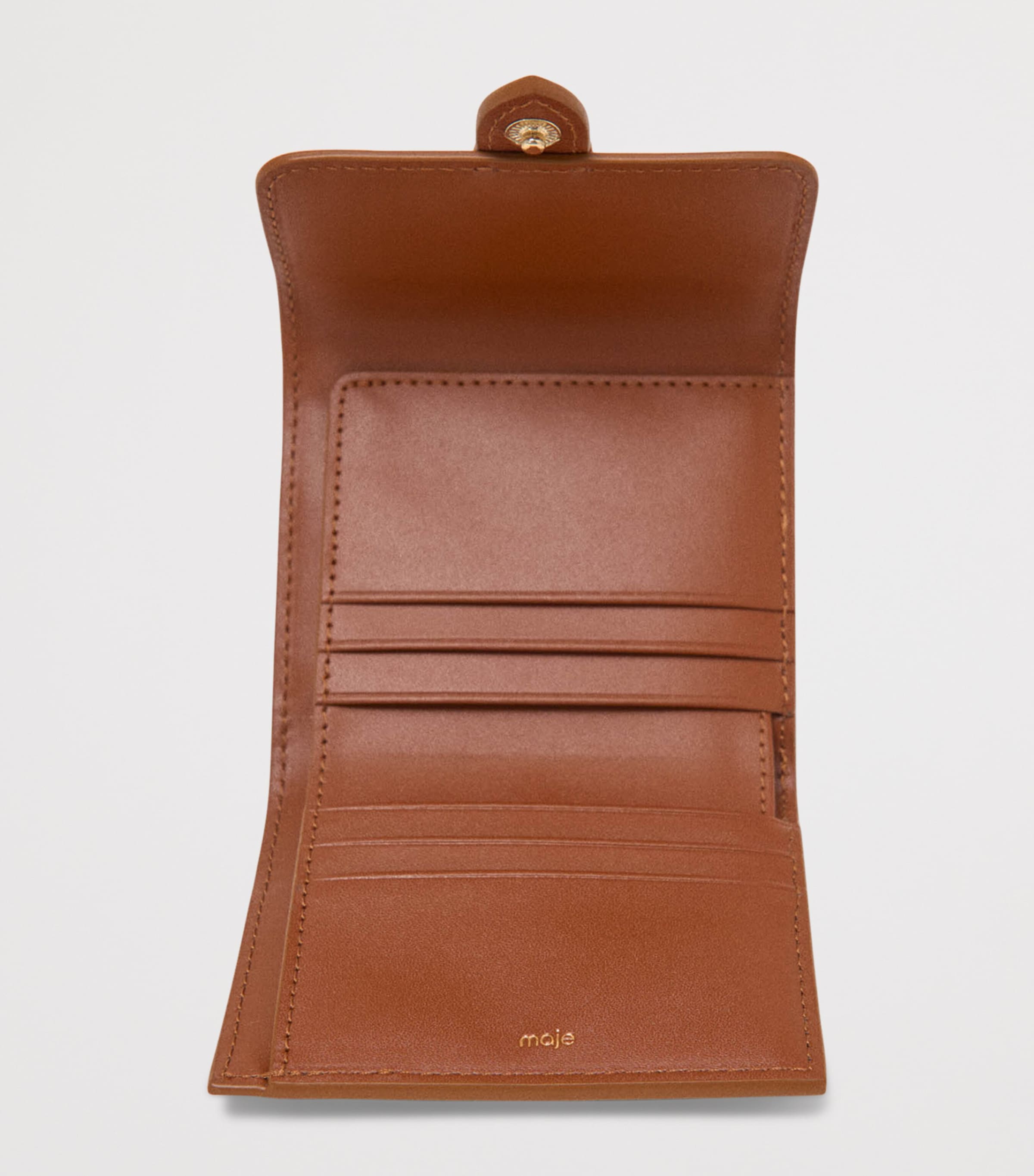 Maje Leather Miss M Wallet Tobacco Image 3