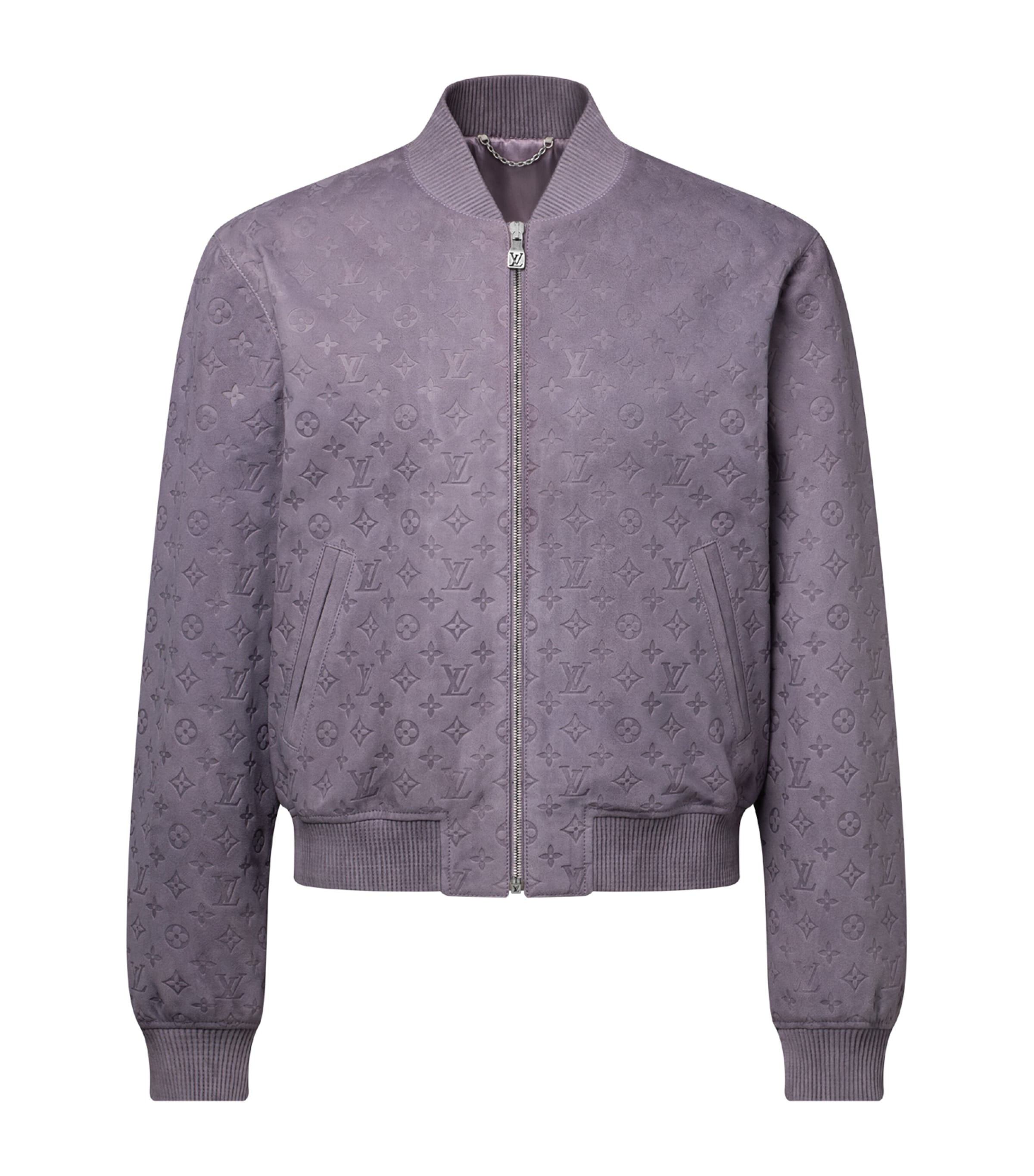LOUIS VUITTON Mens Nubuck Leather Monogram Bomber Jacket Mauve Image 1