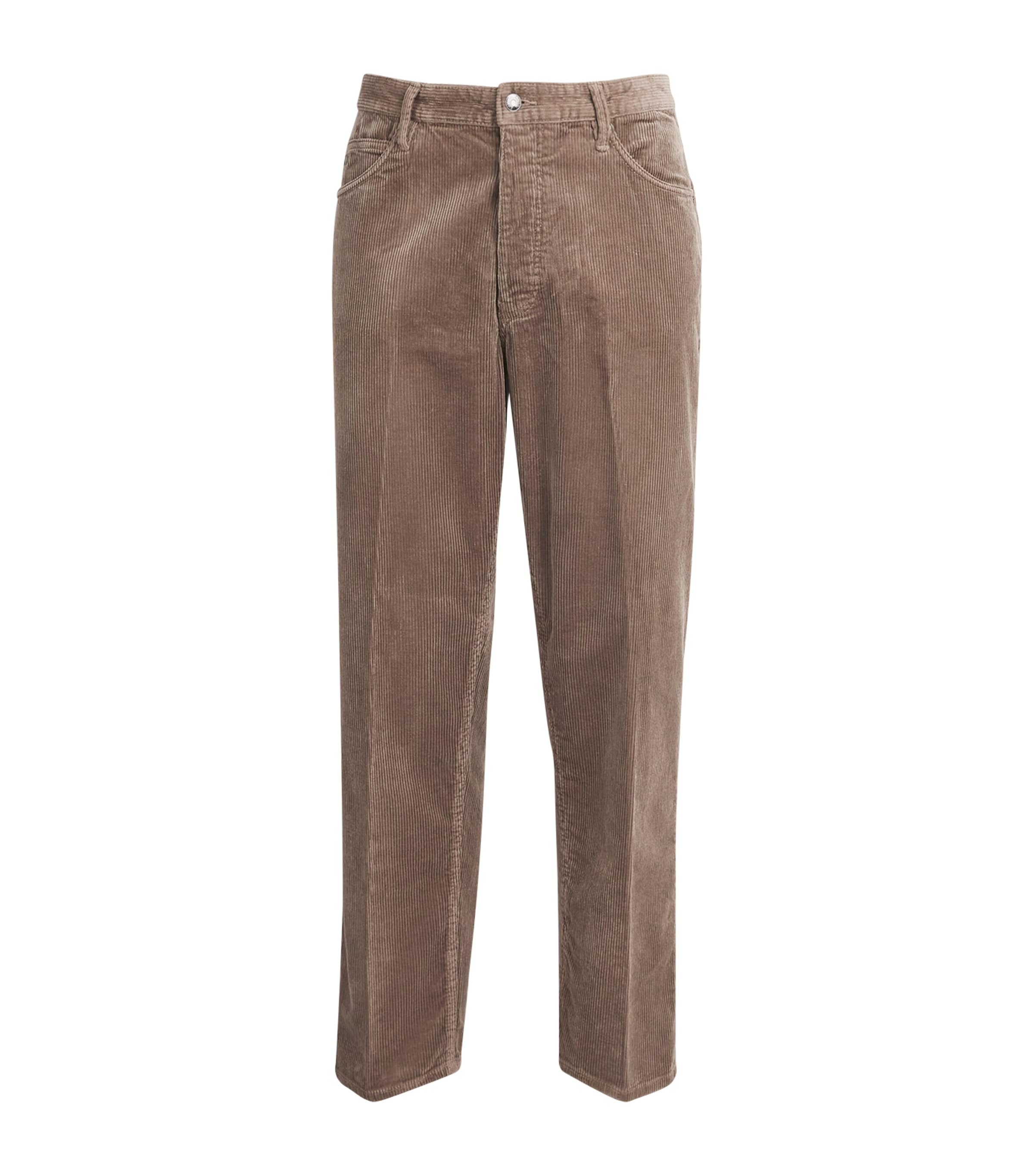 Shop Emporio Armani Corduroy Straight Trousers In Beige