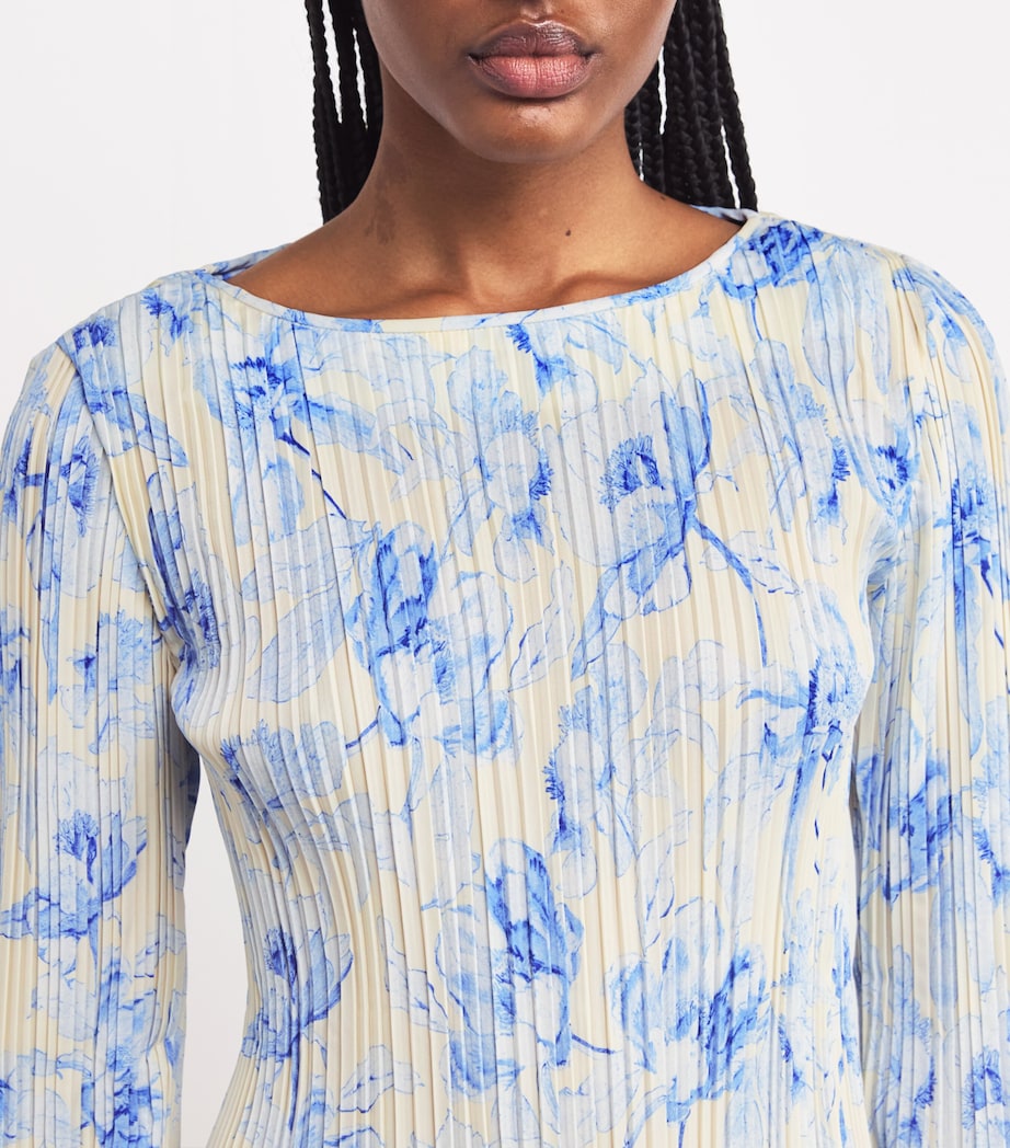 Pleated Floral Midi Dress BLUE FLOWER Image 7