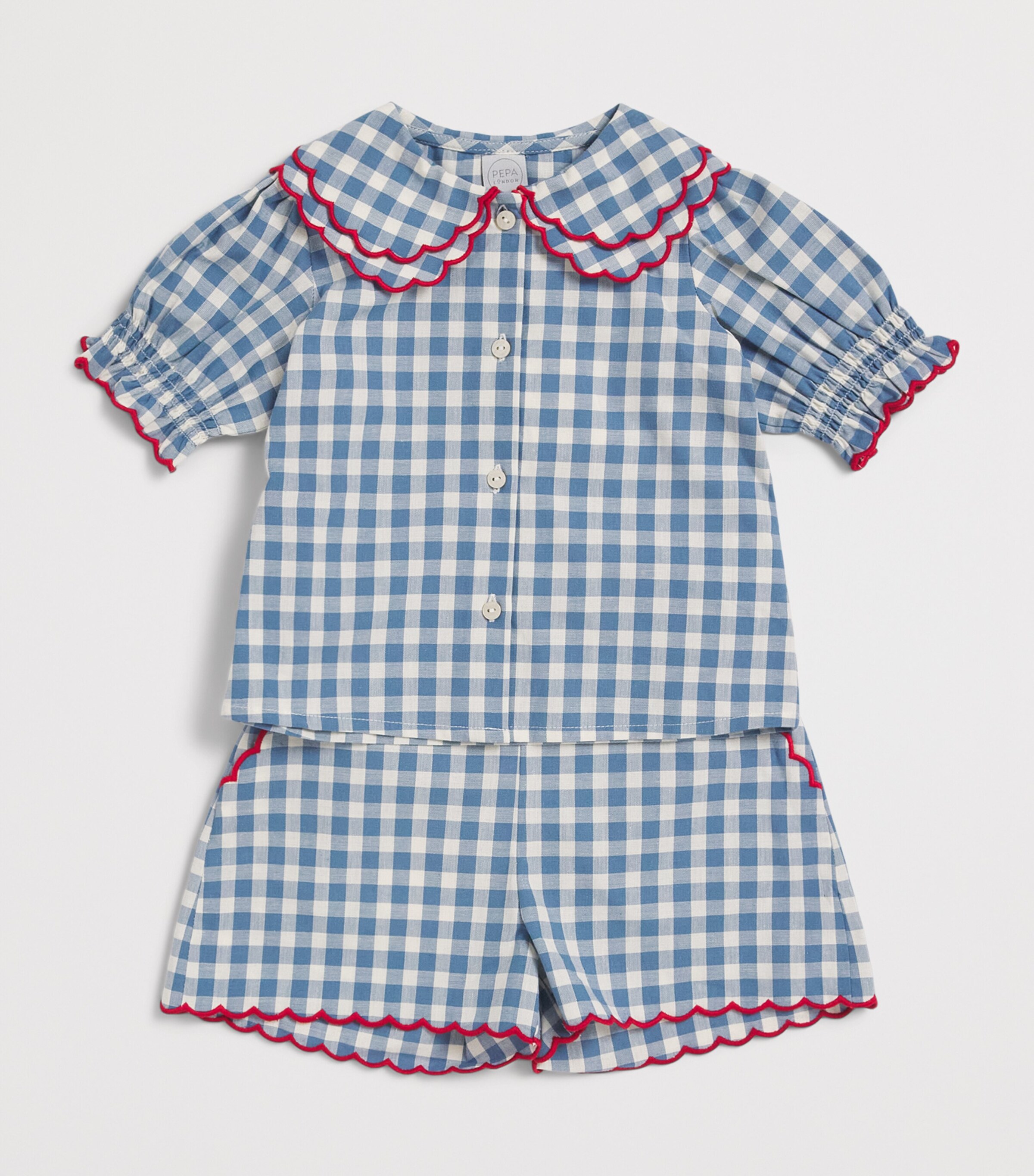 PEPA LONDON Check Collared Blouse (18 Months-4 Years) Blue Image 3