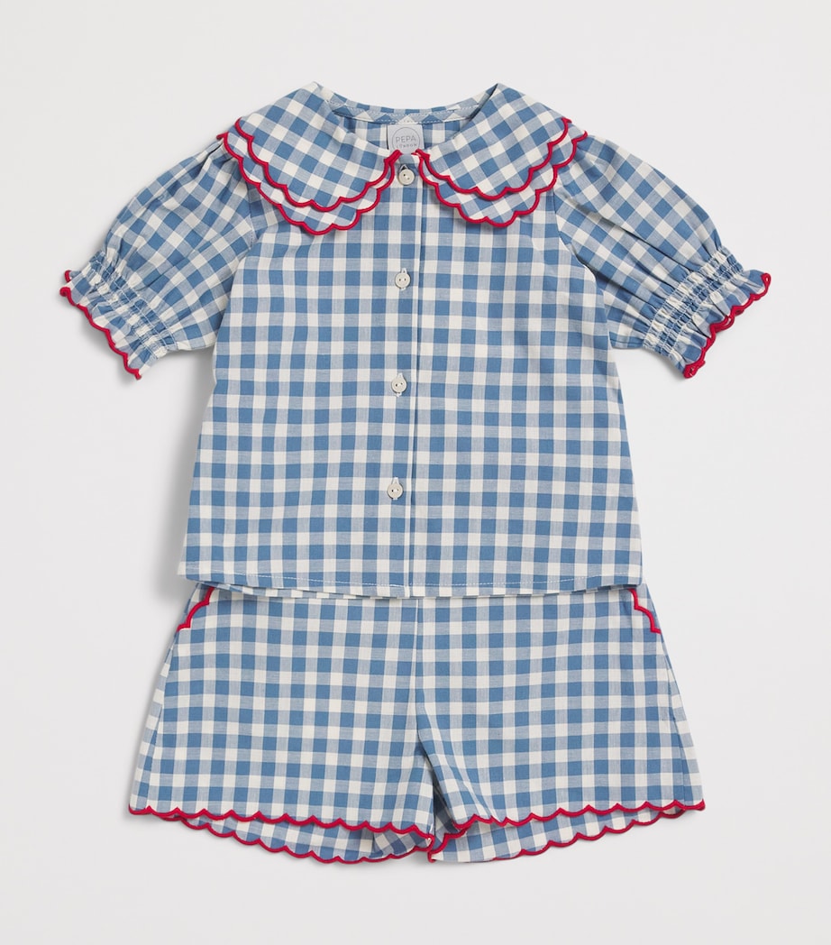 PEPA LONDON Check Collared Blouse (18 Months-4 Years) Blue Image 3