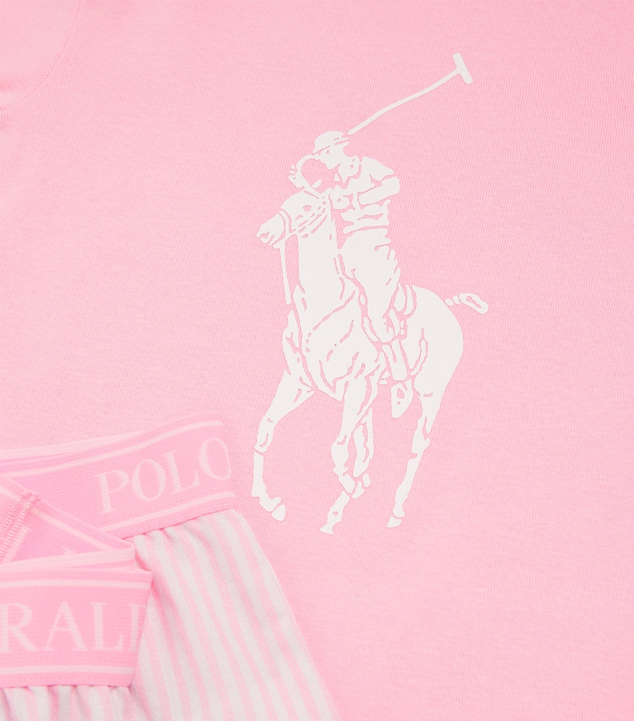 Polo Pony T-Shirt and Shorts Pyjama Set (7-12 Years) W2QWHITE/CARMEL PINK Image 4