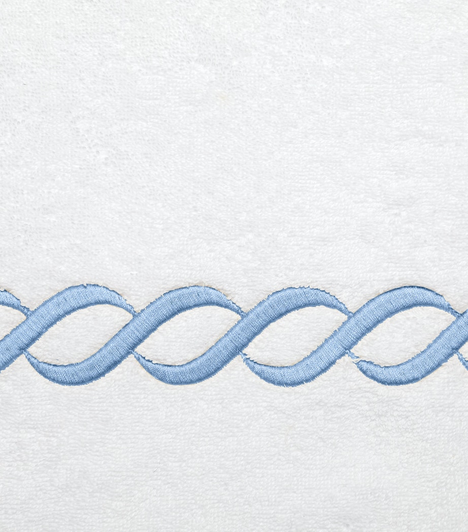 Cotton Treccia Bathrobe (Large) WHT/MEDIUM BLUE Image 2