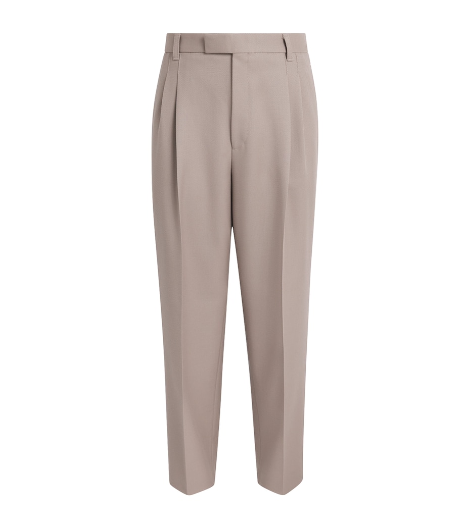 BOSS Mens Wool Tailored Trousers Open Brown Image 1