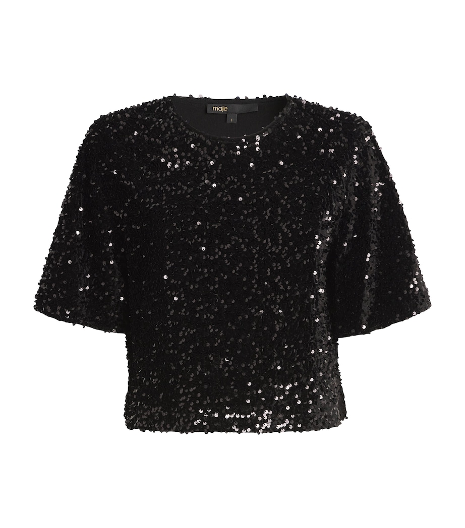 Velvet Embellished Top BLACK Image 1