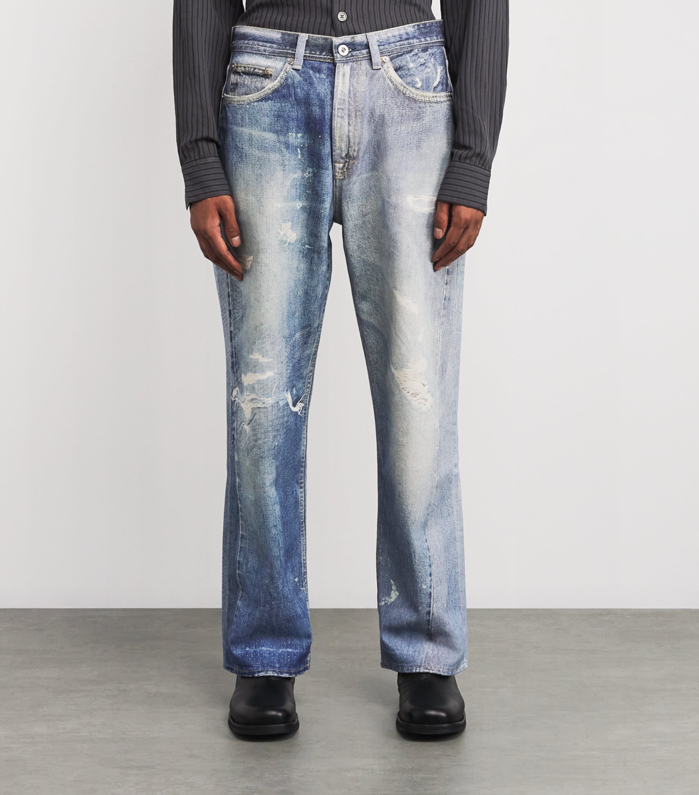 Our Legacy Mens Third Cut Jeans Digital Denim Print Image 3