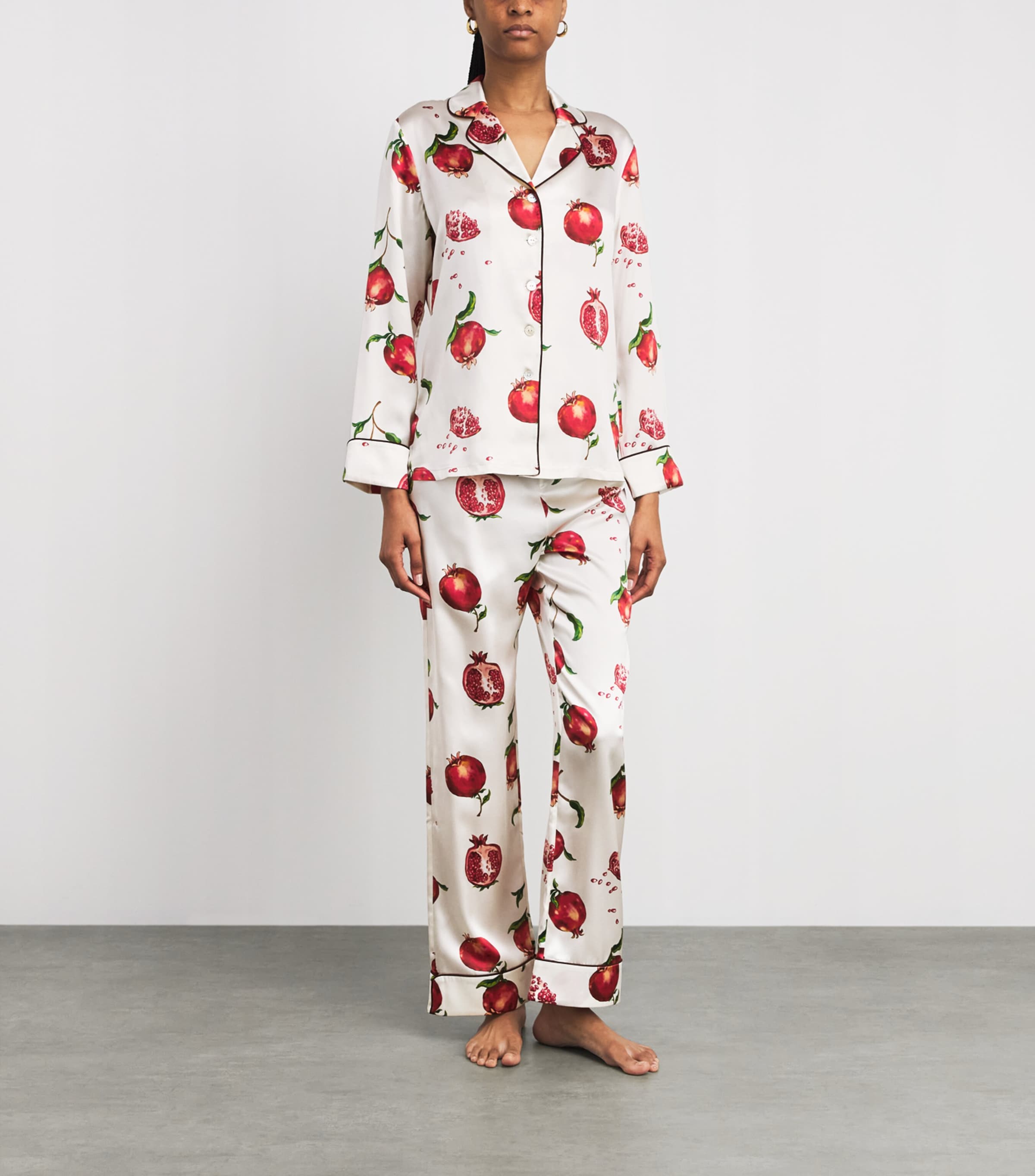 Olivia von Halle Womens Silk Pomegranate Lila Pyjama Set Allegra Image 2