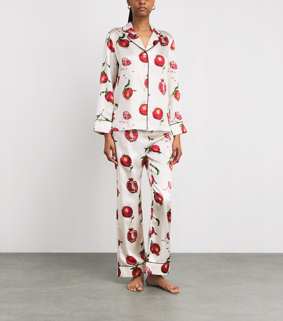 Olivia von Halle Womens Silk Pomegranate Lila Pyjama Set Allegra Image 2