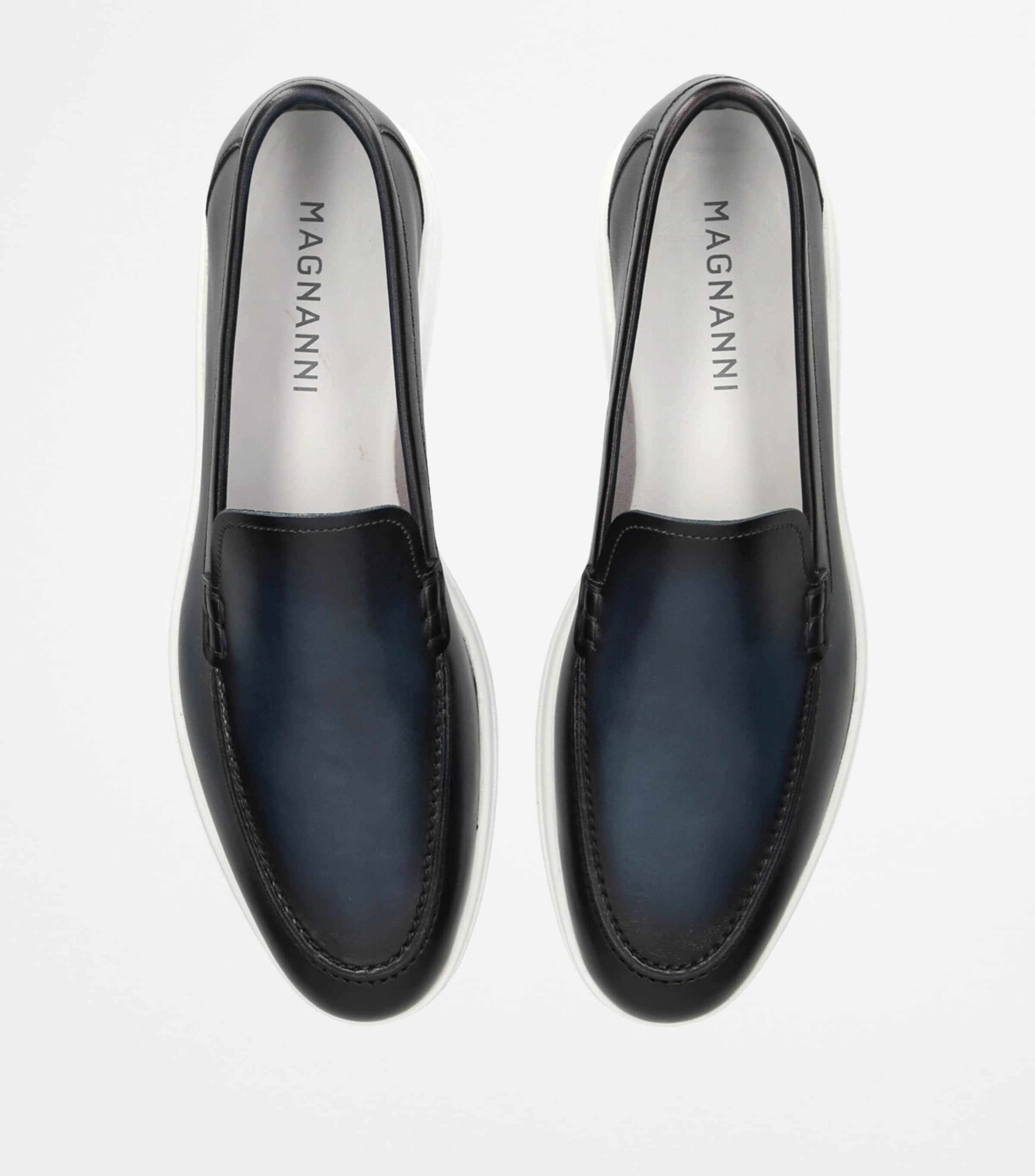 Leather Slip-On Loafers NAVY Image 4