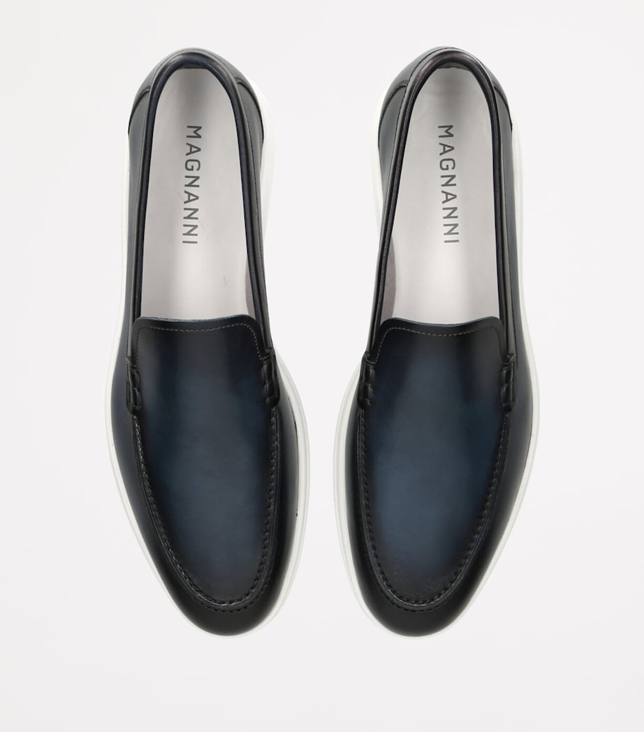 Leather Slip-On Loafers NAVY Image 4