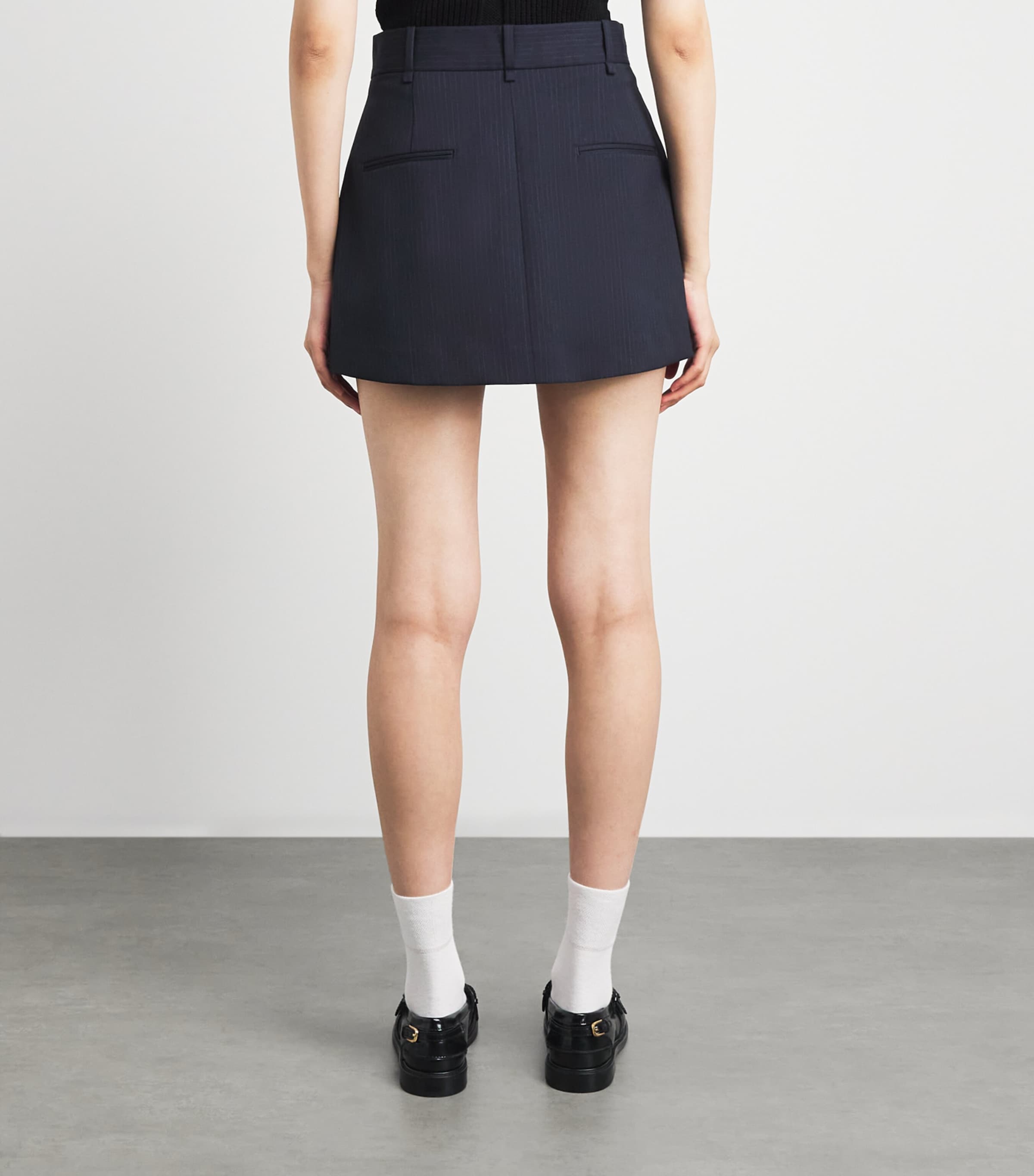 Sandro Paris Womens Wool-Blend Pinstripe Mini Skort Navy Blue Image 5