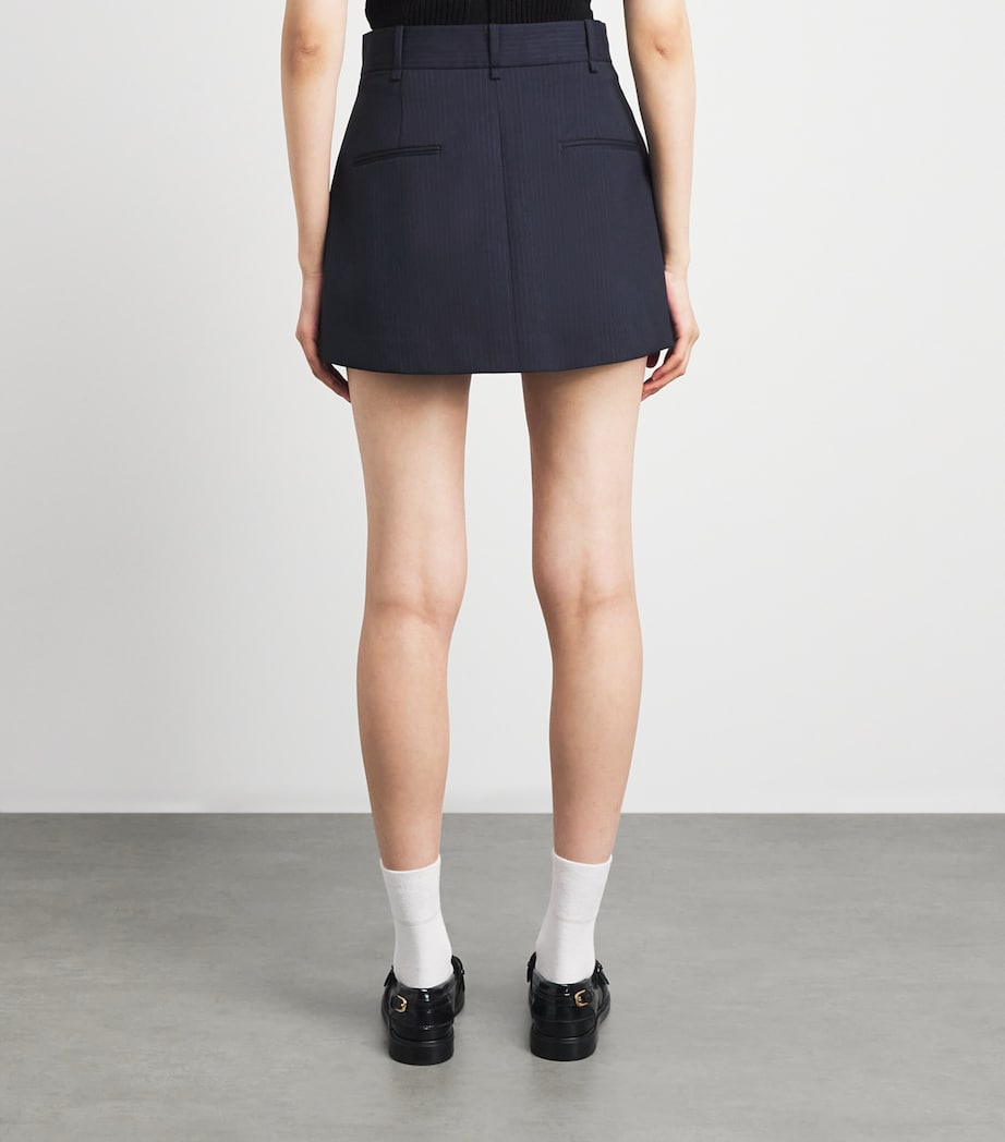 Sandro Paris Womens Wool-Blend Pinstripe Mini Skort Navy Blue Image 5