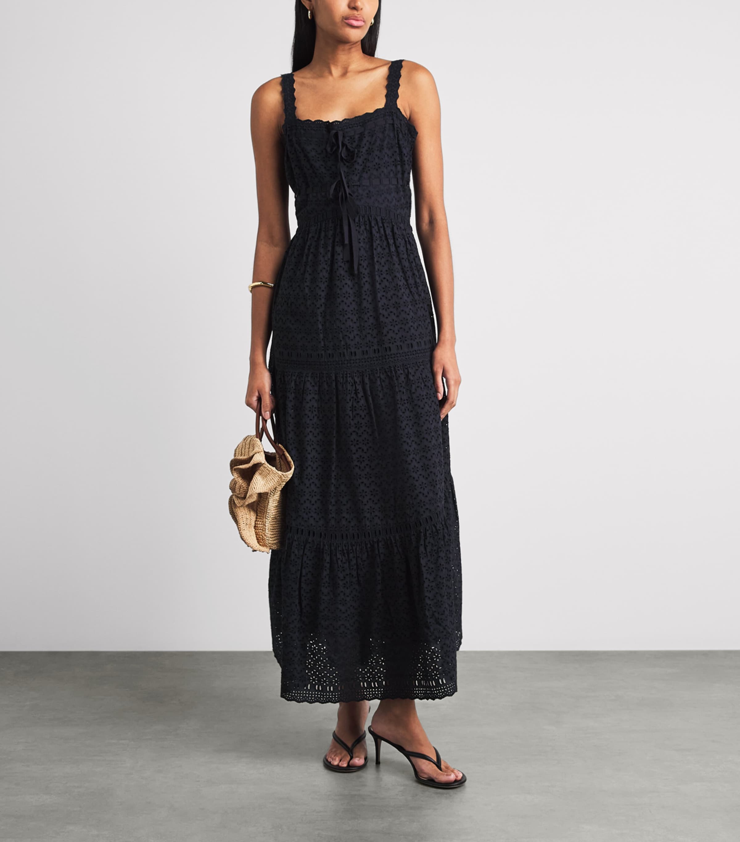 Ulla Johnson Womens Broderie Anglaise Constance Maxi Dress Midnight Image 2