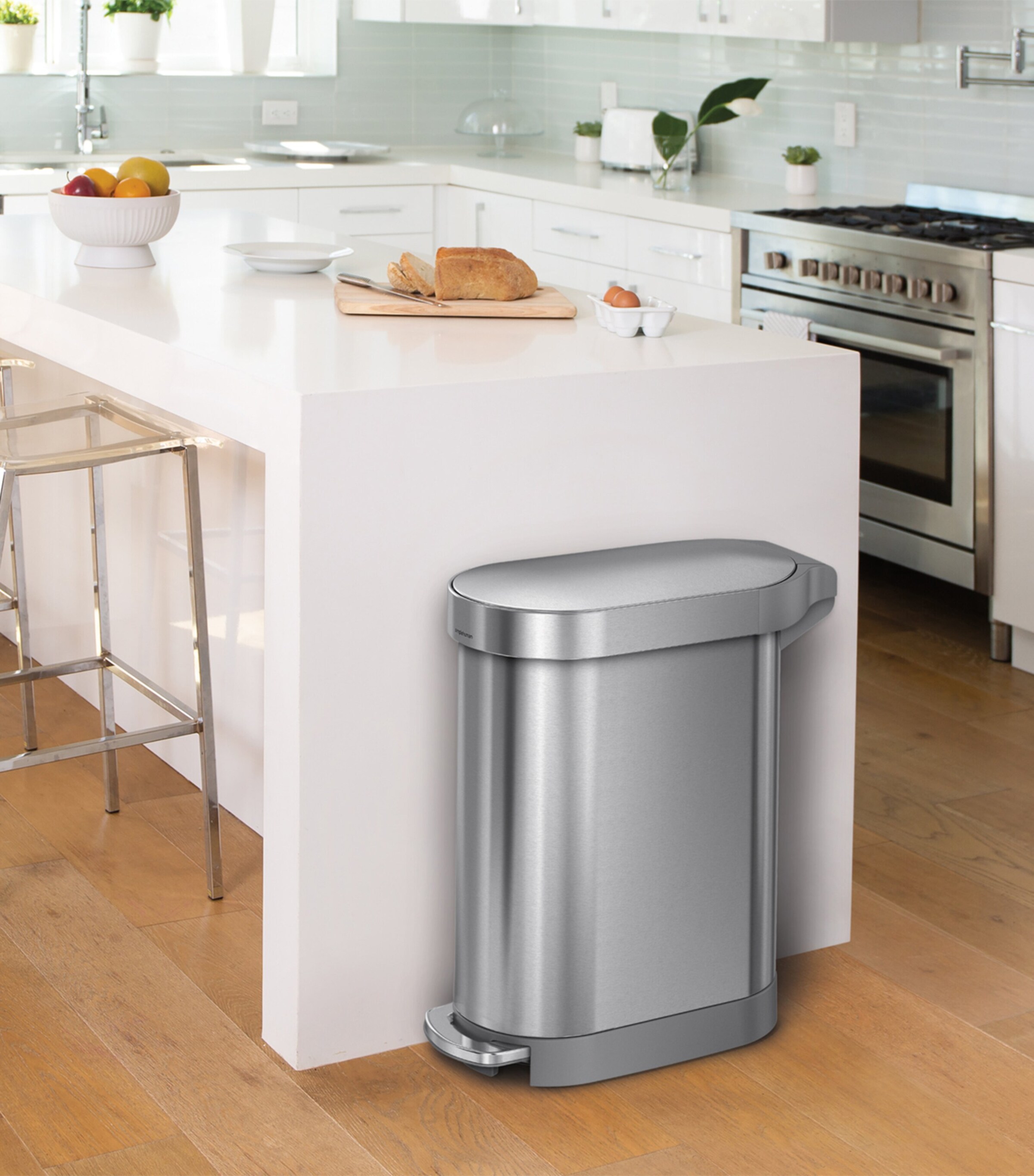 Slim Brushed Steel Pedal Bin (45L) BRUSHED Image 3