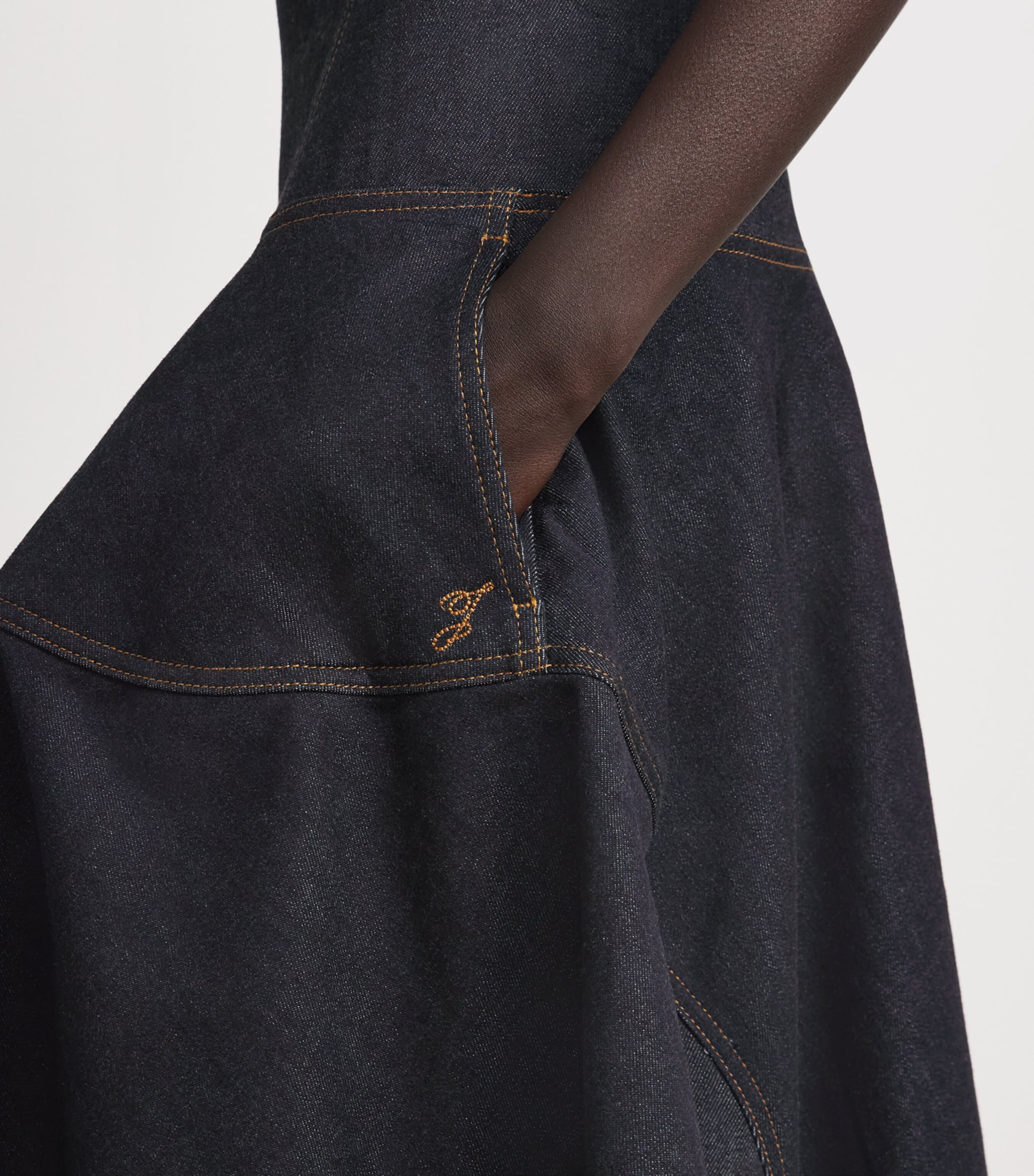 Jacquemus Womens Denim Pina Midi Dress Dark Navy Image 3