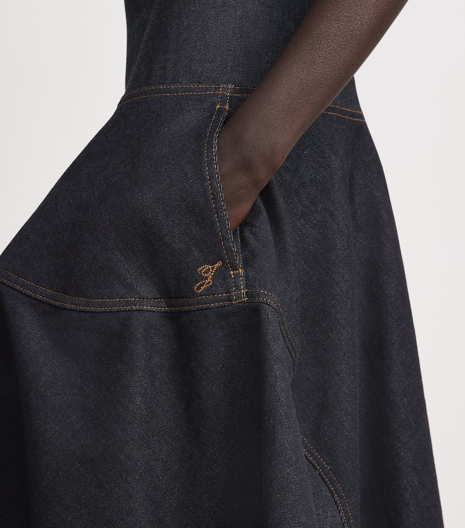 Jacquemus Womens Denim Pina Midi Dress Dark Navy Image 3