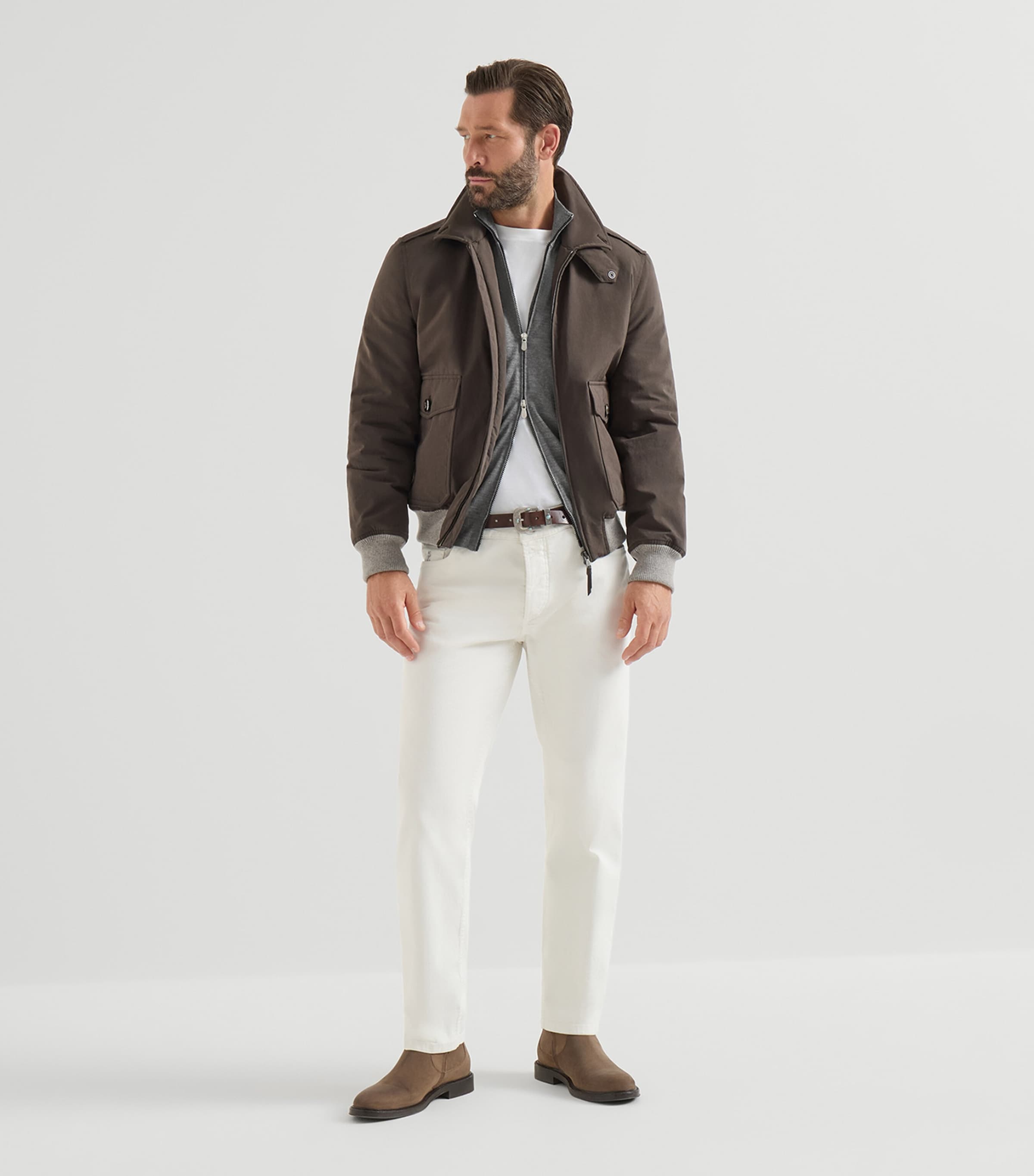 Brunello Cucinelli Mens Cashmere-Silk Zip-Up Cardigan Image 2
