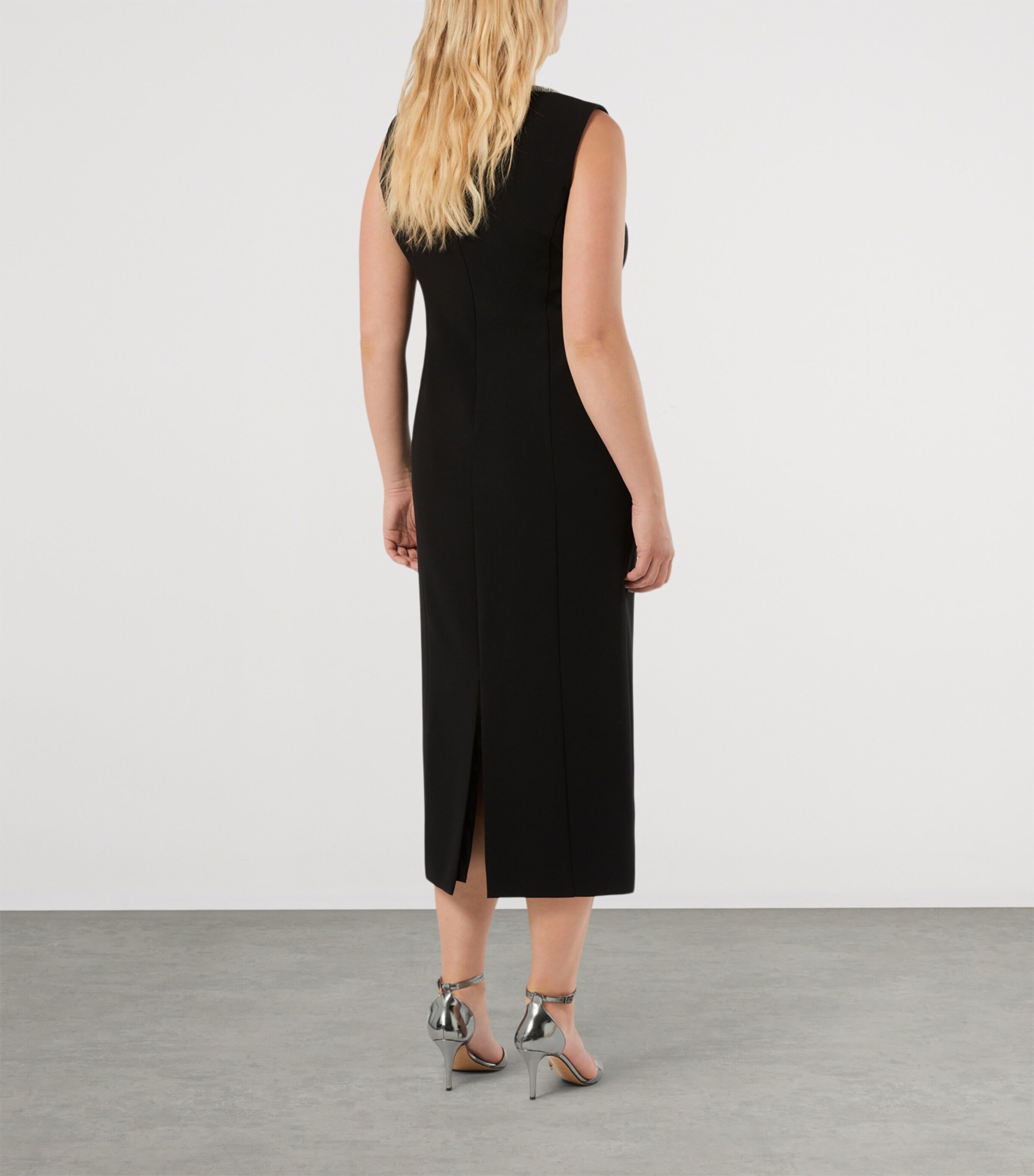 Marina Rinaldi Womens Embellished Square-Neck Midi Dress Black Image 3