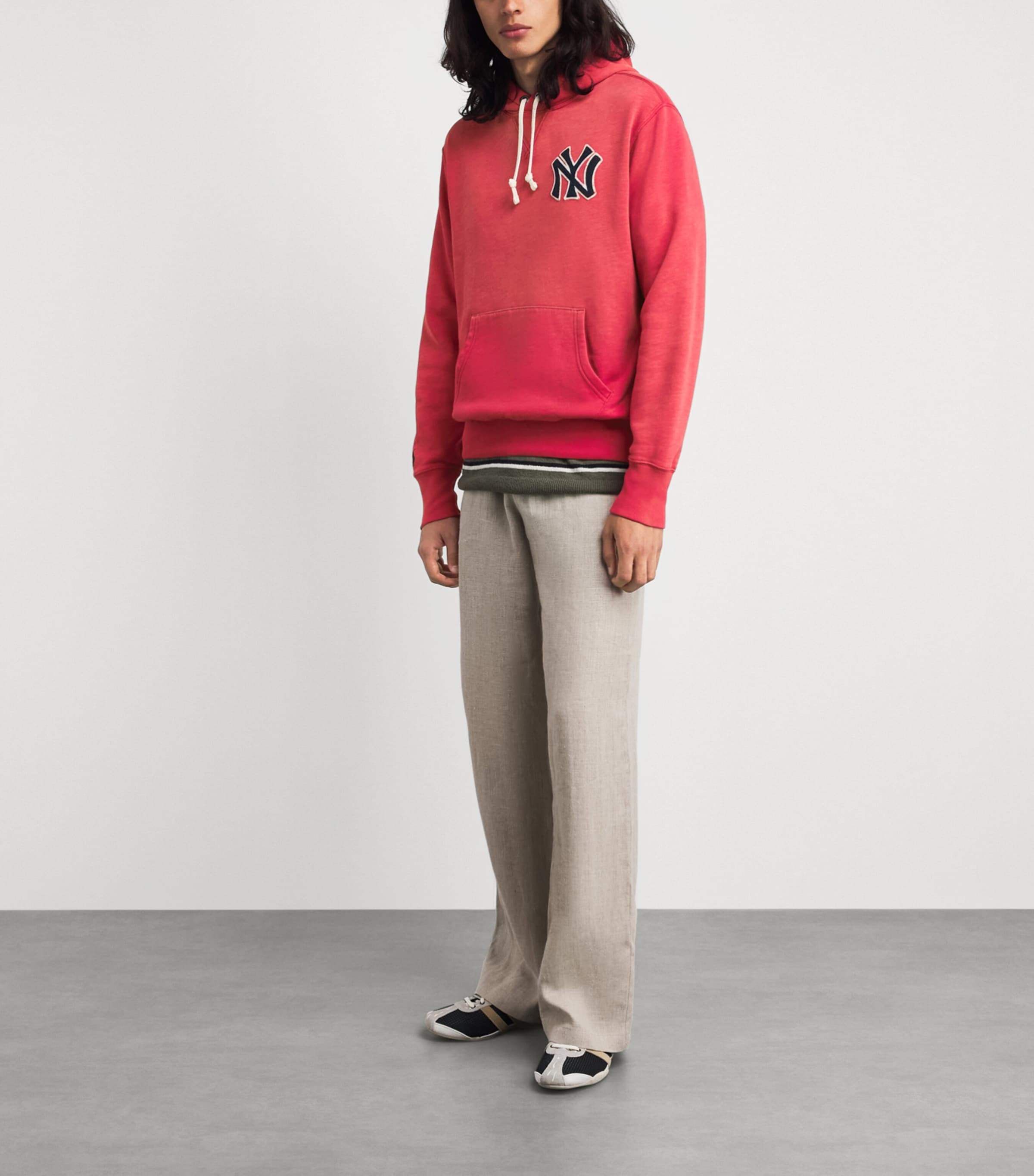 Polo Ralph Lauren Mens x Yankees Logo Hoodie Sunrise Red Image 2