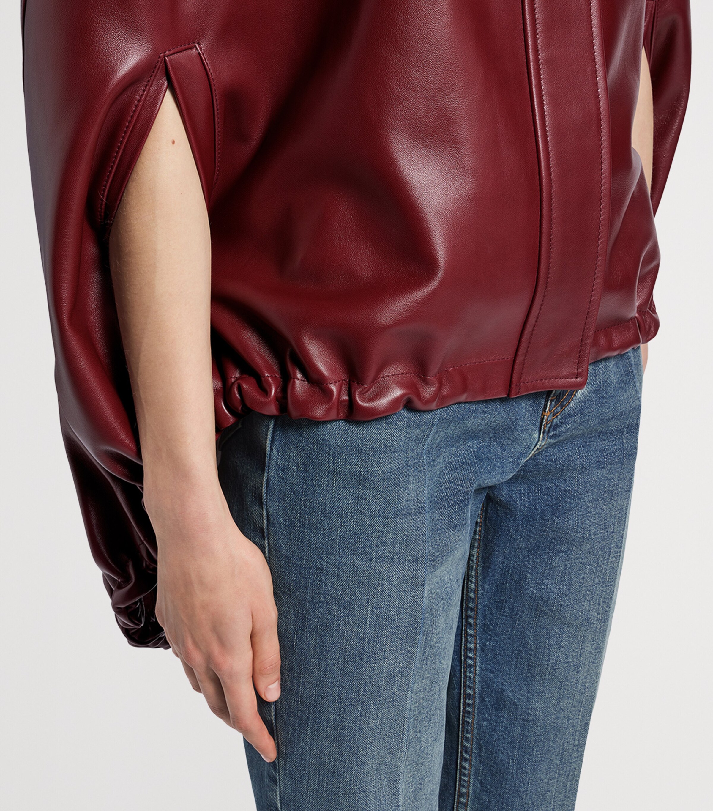 Balenciaga Womens Leather Double-Layer Cape Image 6