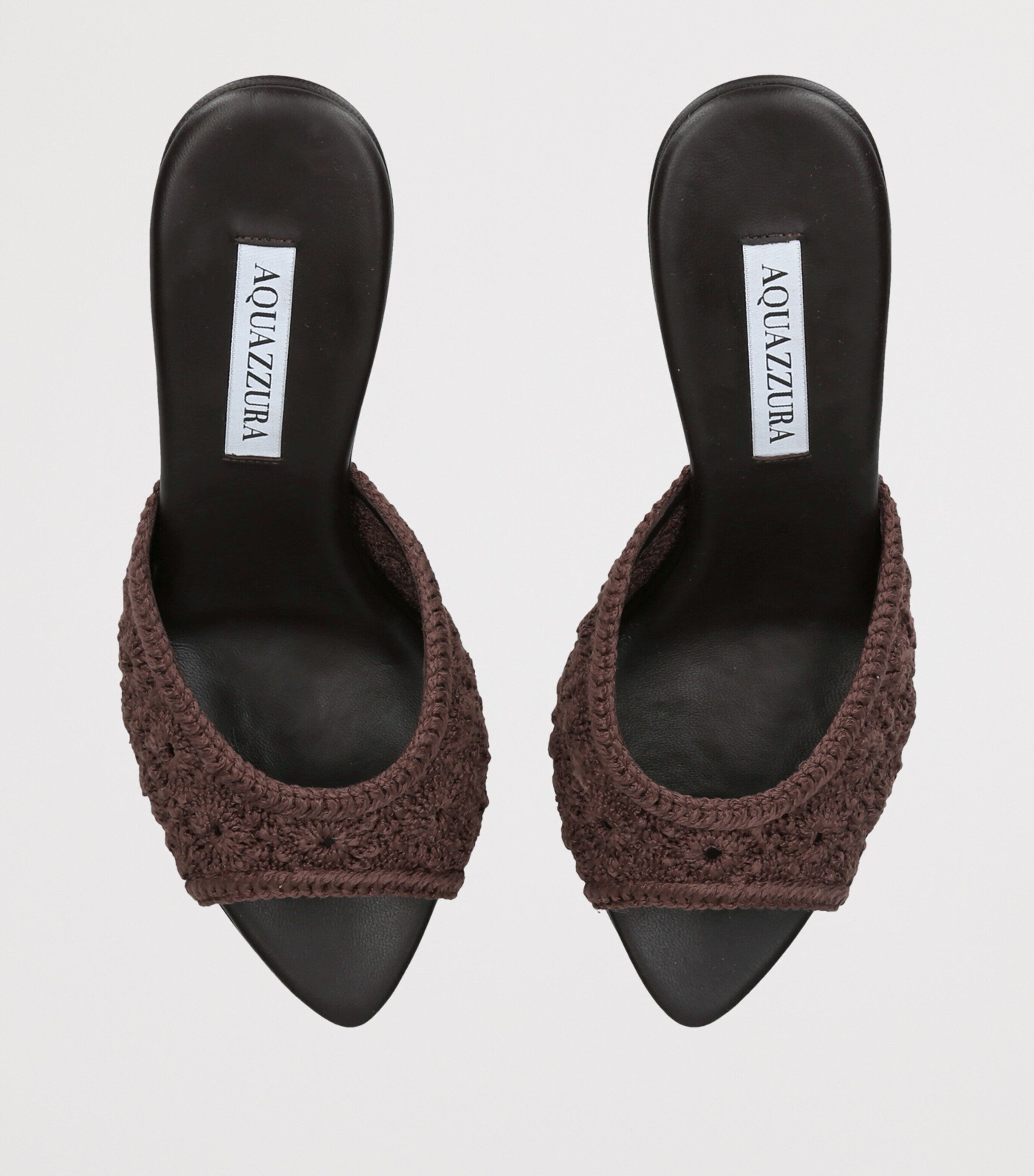 Aquazzura Woven Loom Mules 85 Dark Brown Image 4