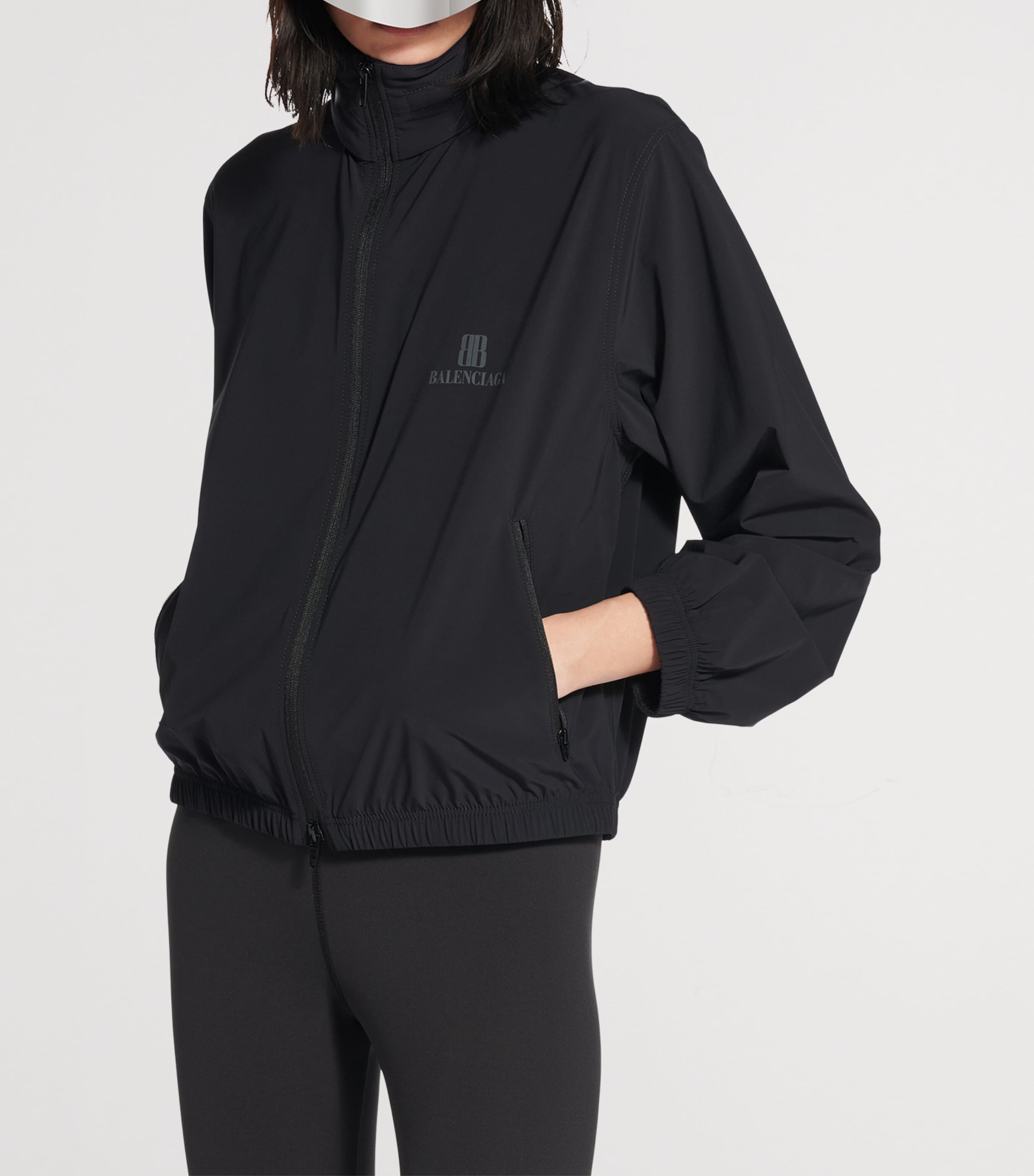 美品 BALENCIAGA 17SS Windbreaker 470792 34 Balenciaga Color Block Logo Printed Synthetic Oversized
