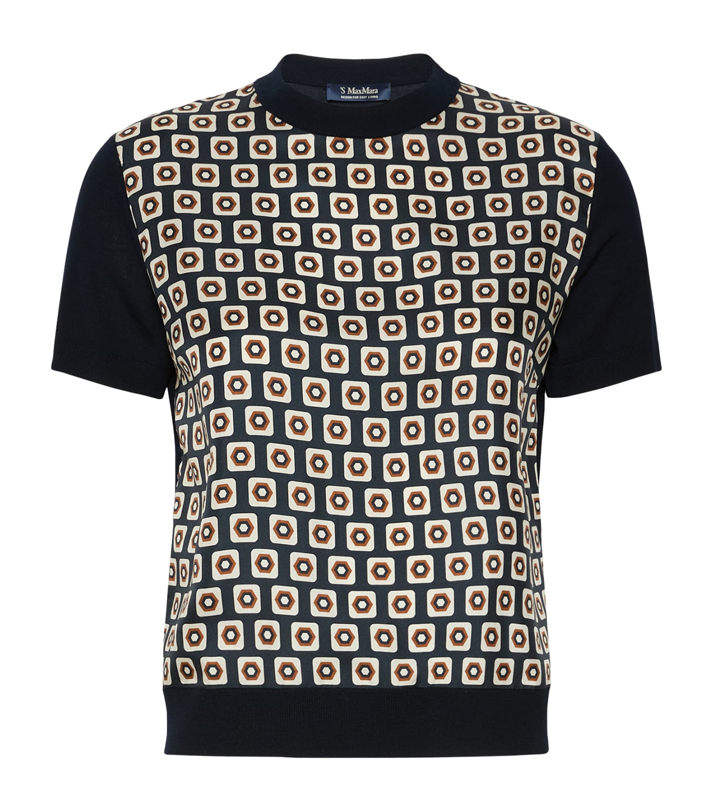 Max Mara Womens Wool-Silk Geometric T-Shirt Ultramarine Image 1