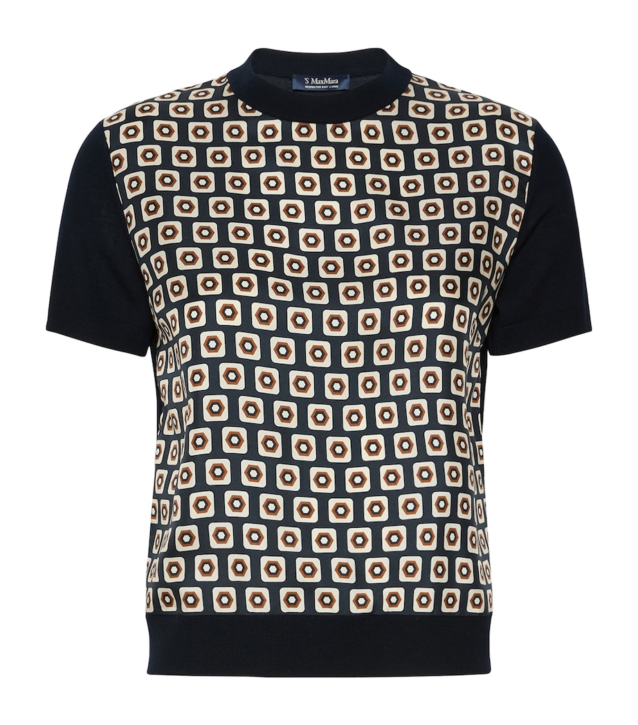Max Mara Womens Wool-Silk Geometric T-Shirt Ultramarine Image 1