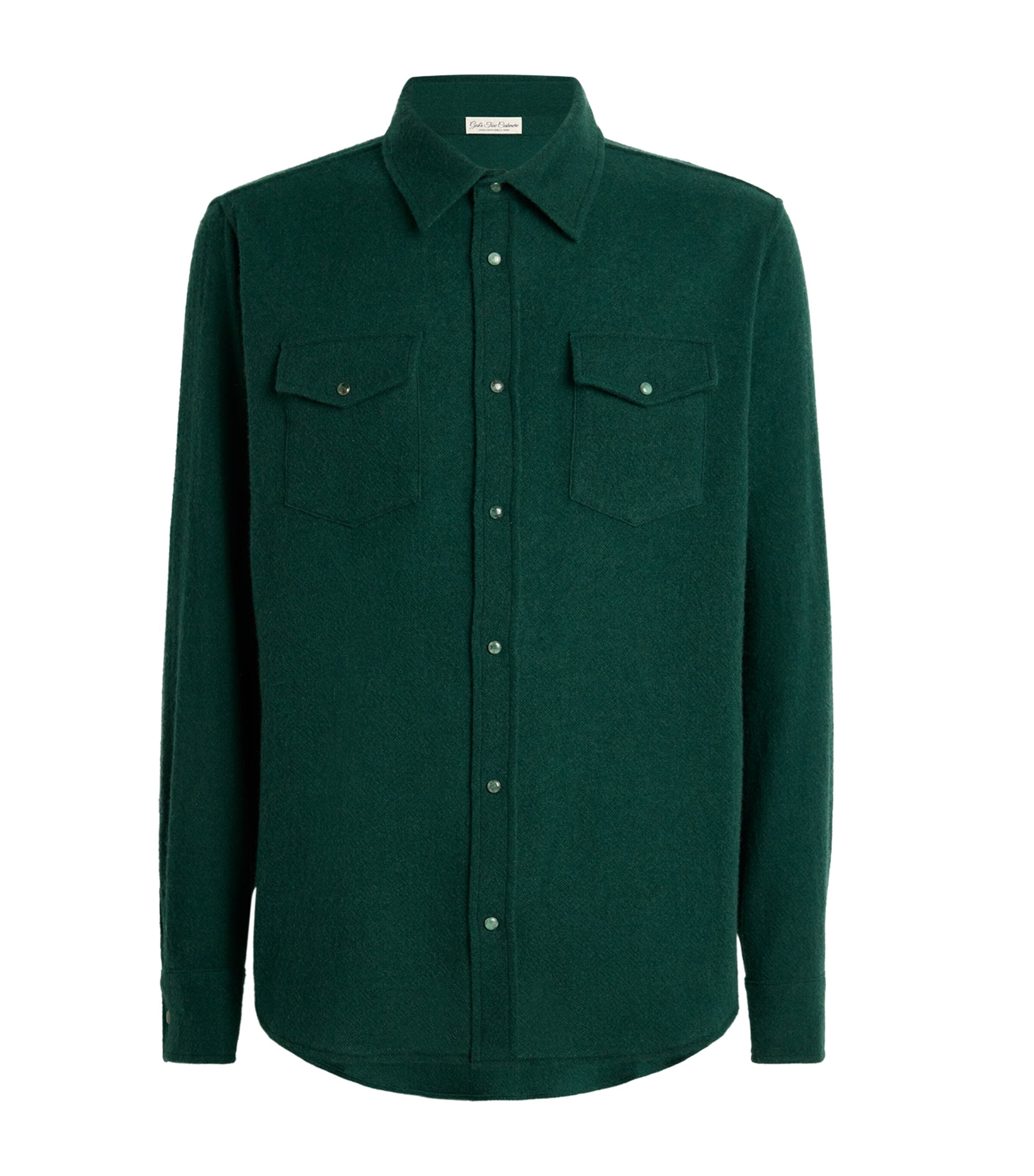Unisex Cashmere Press-Stud Overshirt FOREST GREEN Image 1