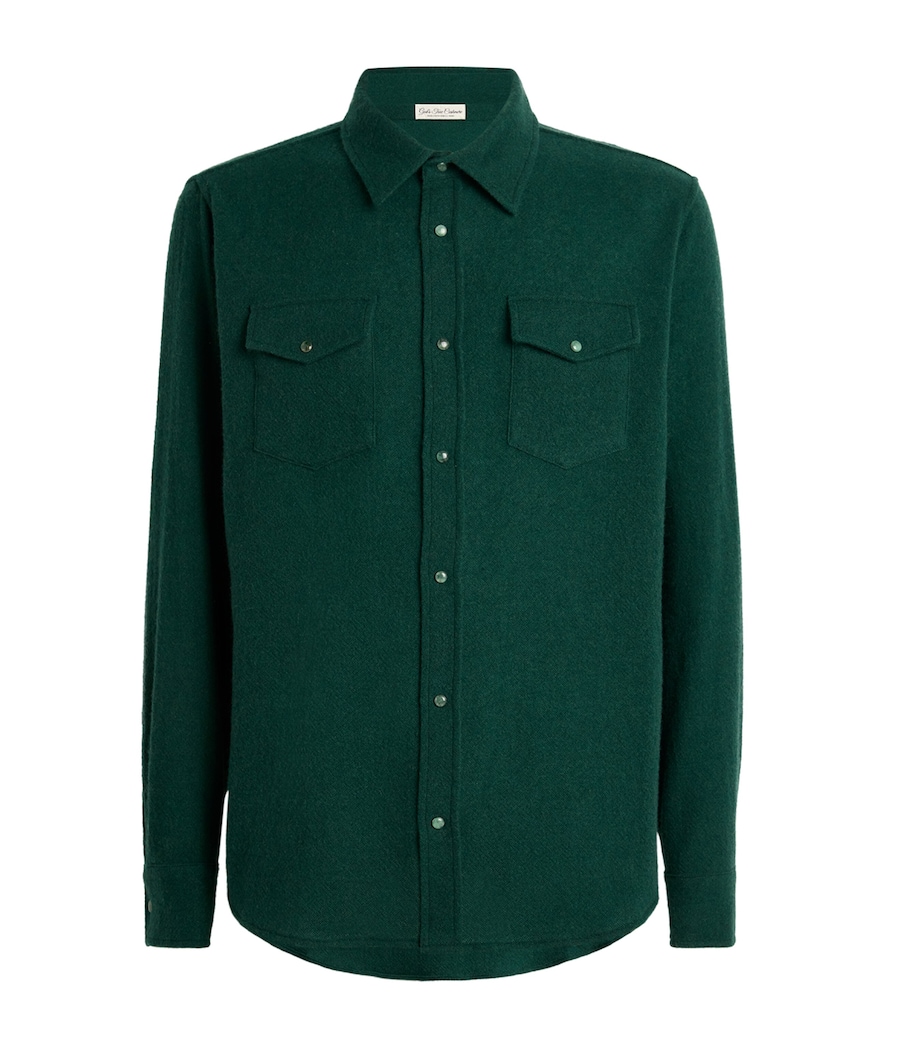 Unisex Cashmere Press-Stud Overshirt FOREST GREEN Image 1