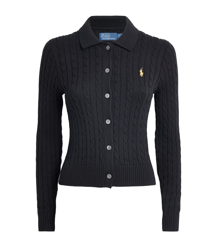 Cotton Cable-Knit Cardigan POLO BLACK Image 1