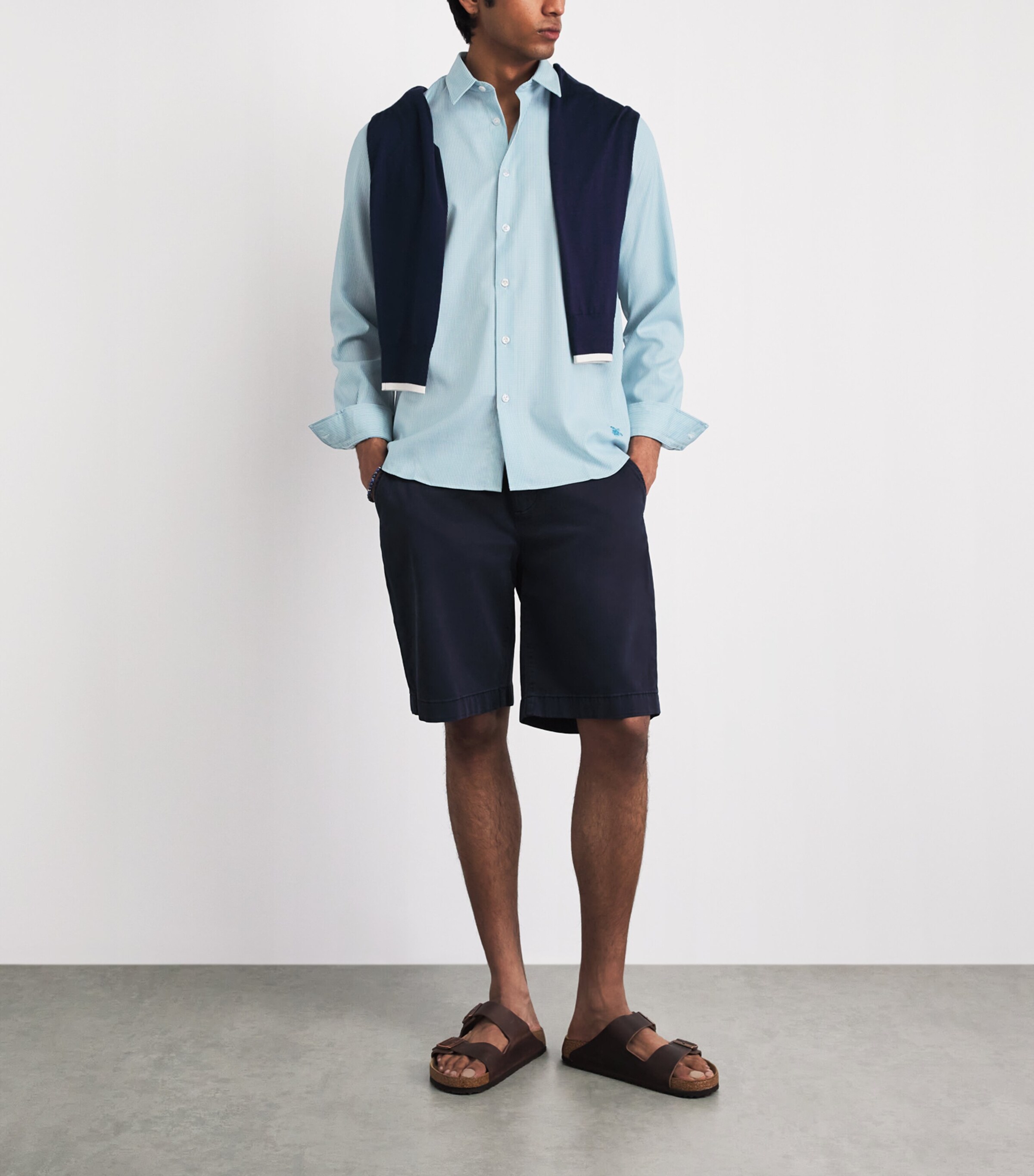Vilebrequin Mens Wool-Blend Rayures Shirt Topaze Bleue Image 2