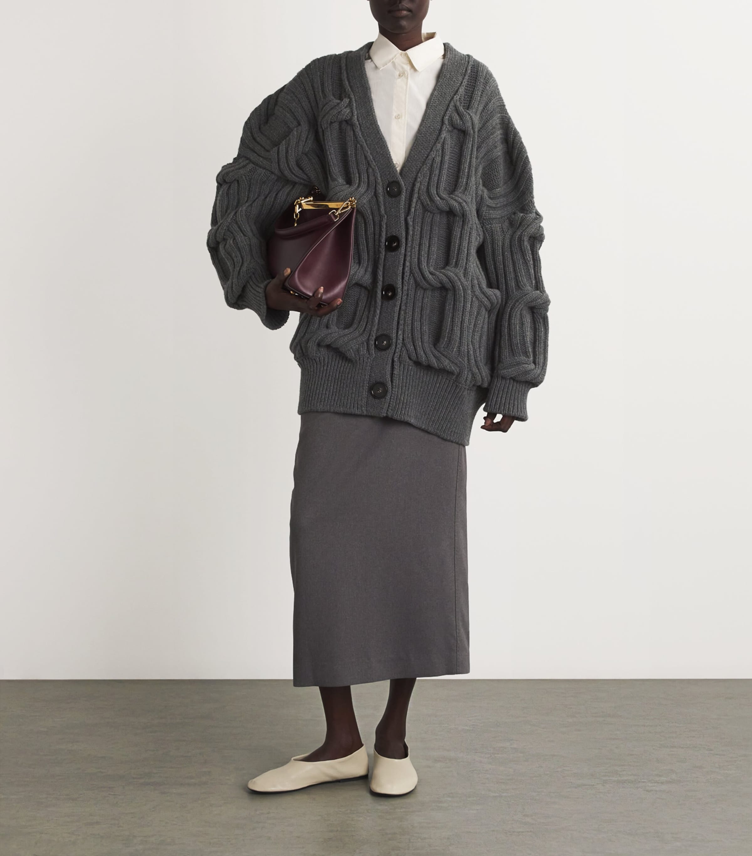 Stella McCartney Womens Virgin Wool Falabella Cardigan Dgrey Melange Image 2