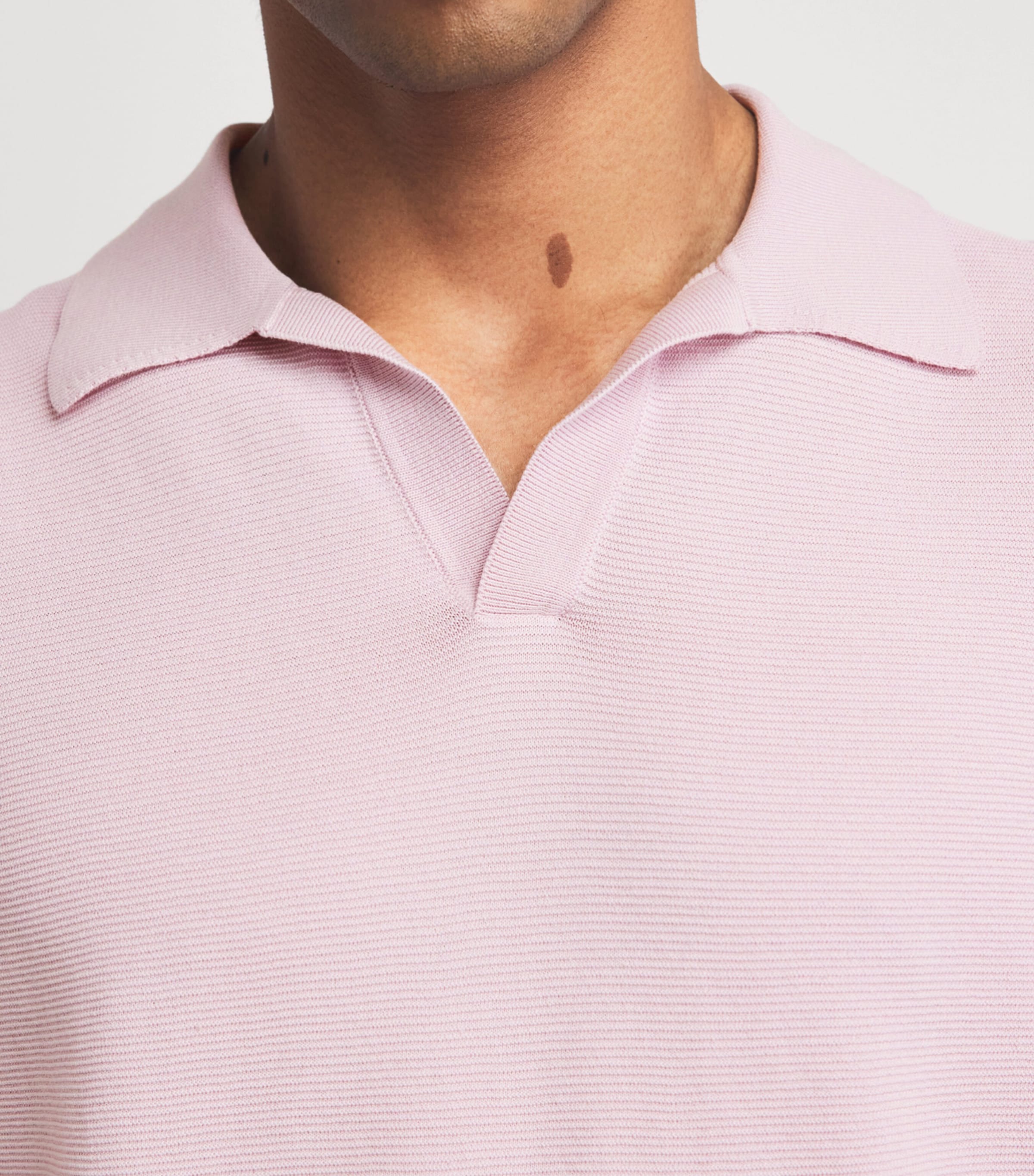 Canali Mens Cotton-Silk Open Collar Polo Shirt Image 3