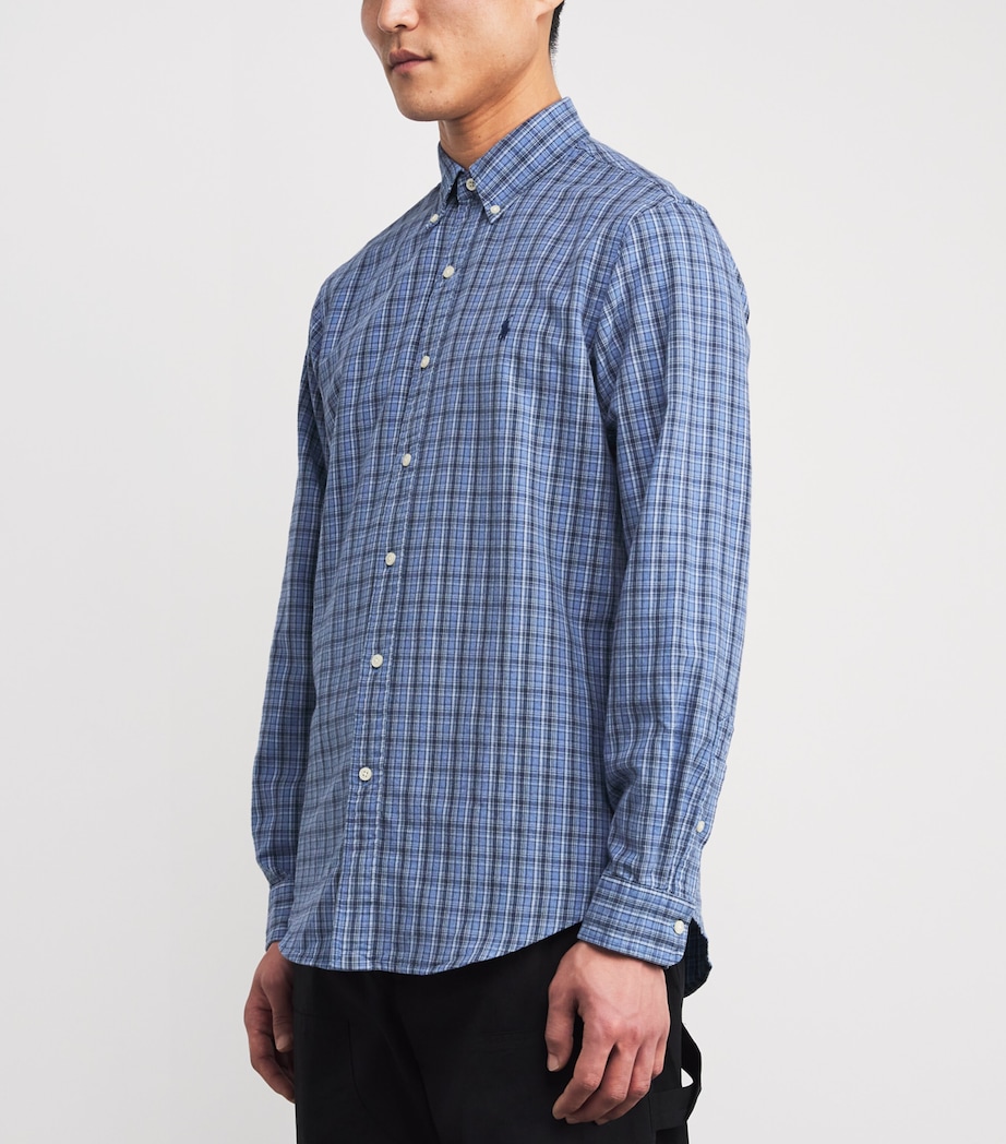 Cotton Brushed Check Oxford Shirt BLUE HEATHER MULTI Image 3