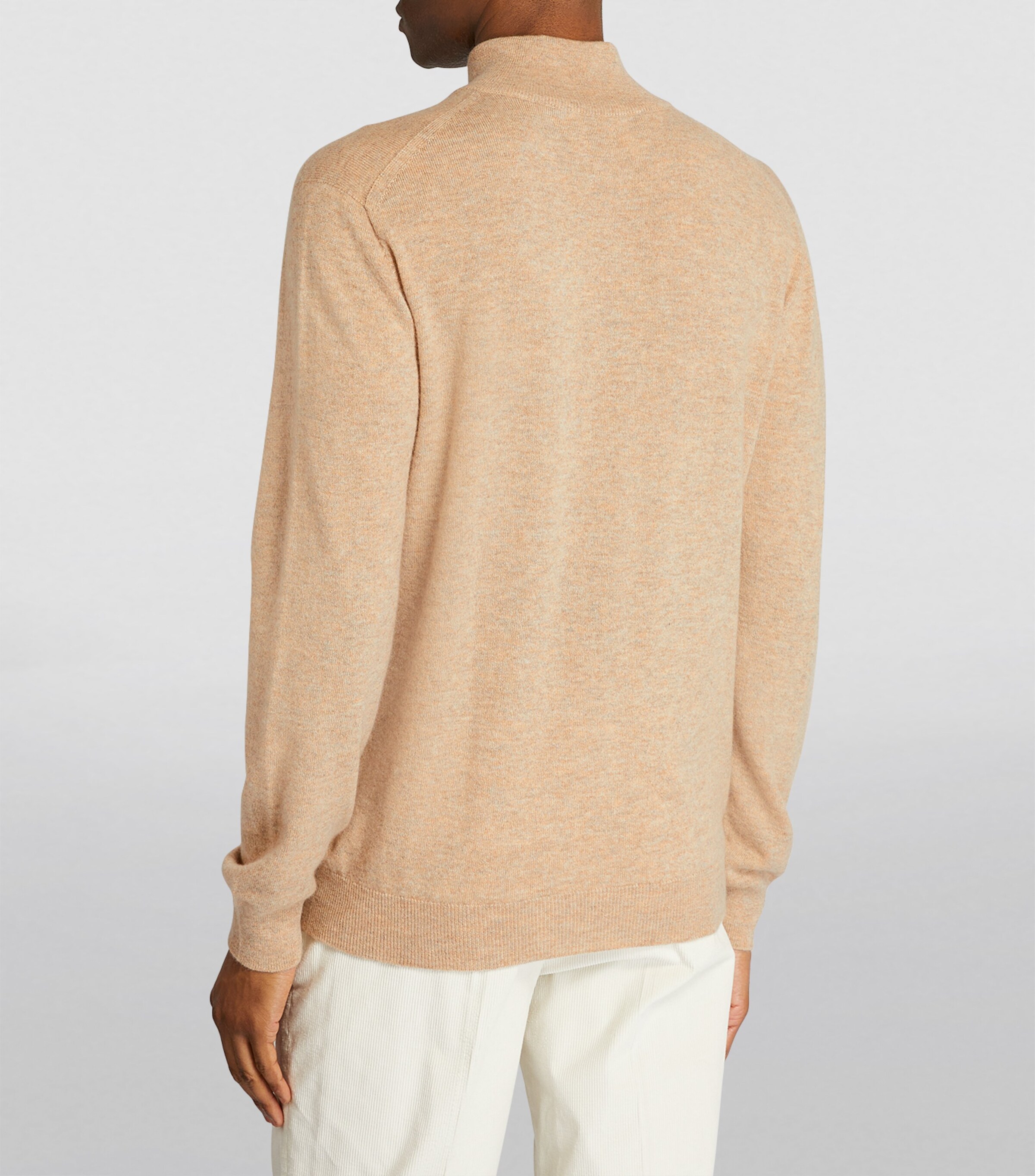 Johnstons Of Elgin Mens Cashmere Quarter-Zip Sweater Oatmeal Image 4