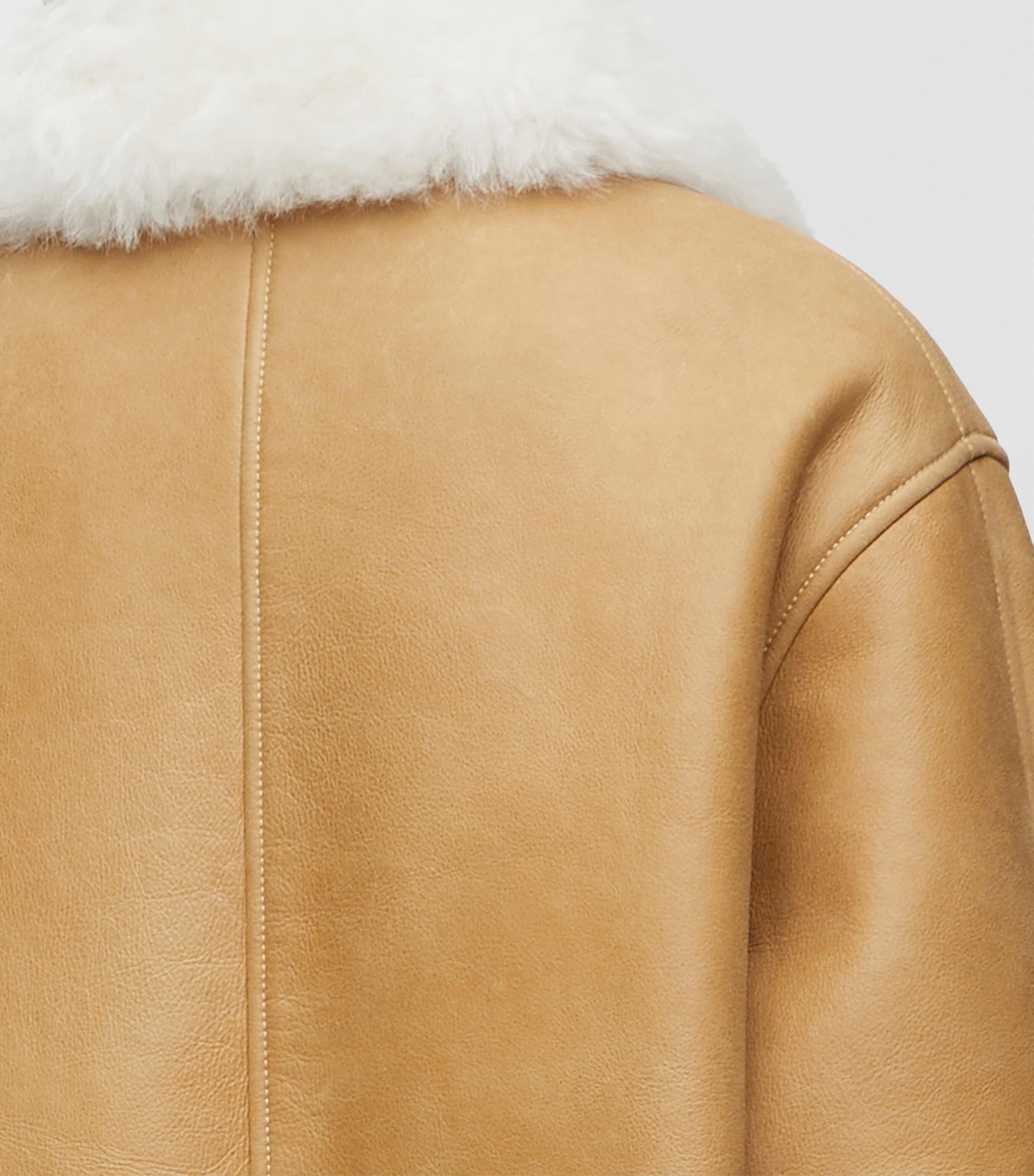 Shearling-Trim Leather Jacket WHITE/GOLD Image 5