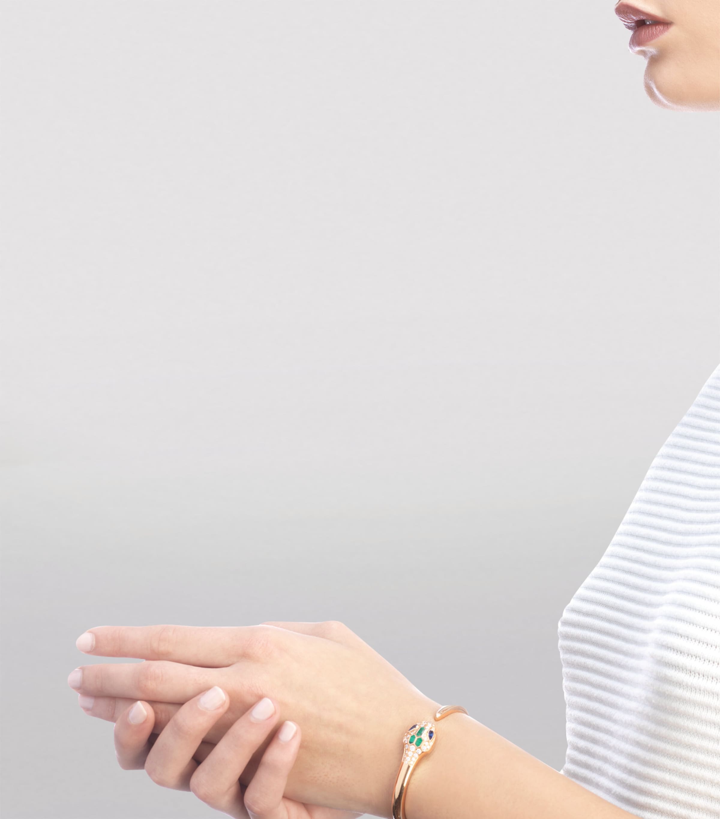 Rose Gold And Precious Stone Serpenti Bangle PINK GOLD Image 3