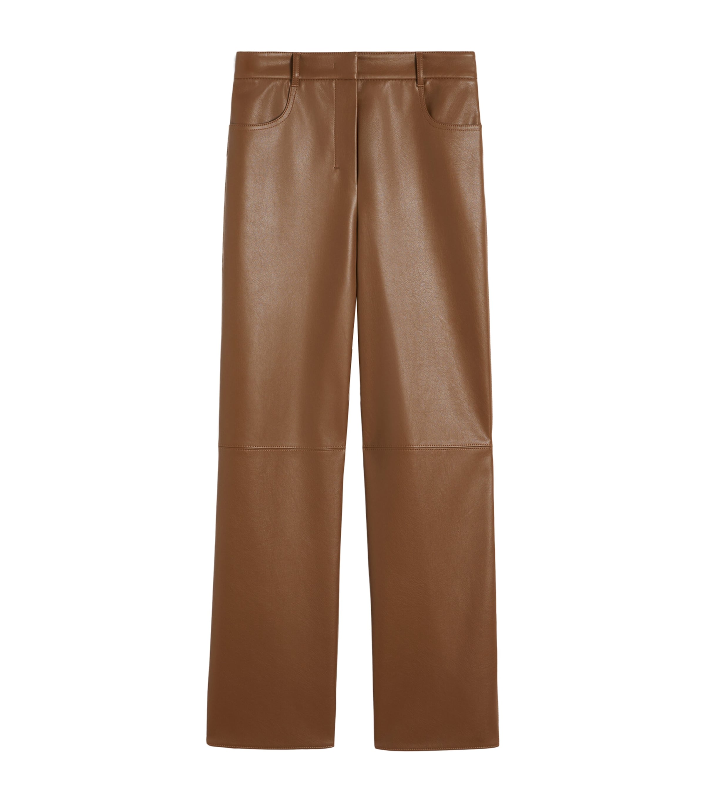 Max Mara Brown Faux Leather Wide-Leg Trousers | Harrods SE