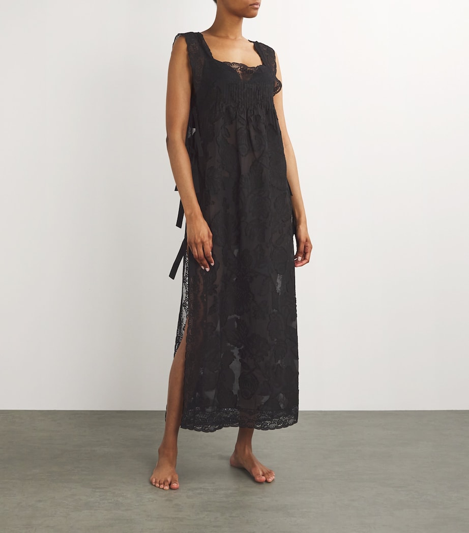 Lace-Trim Fiocchini Nightdress BLACK DEVORE Image 2