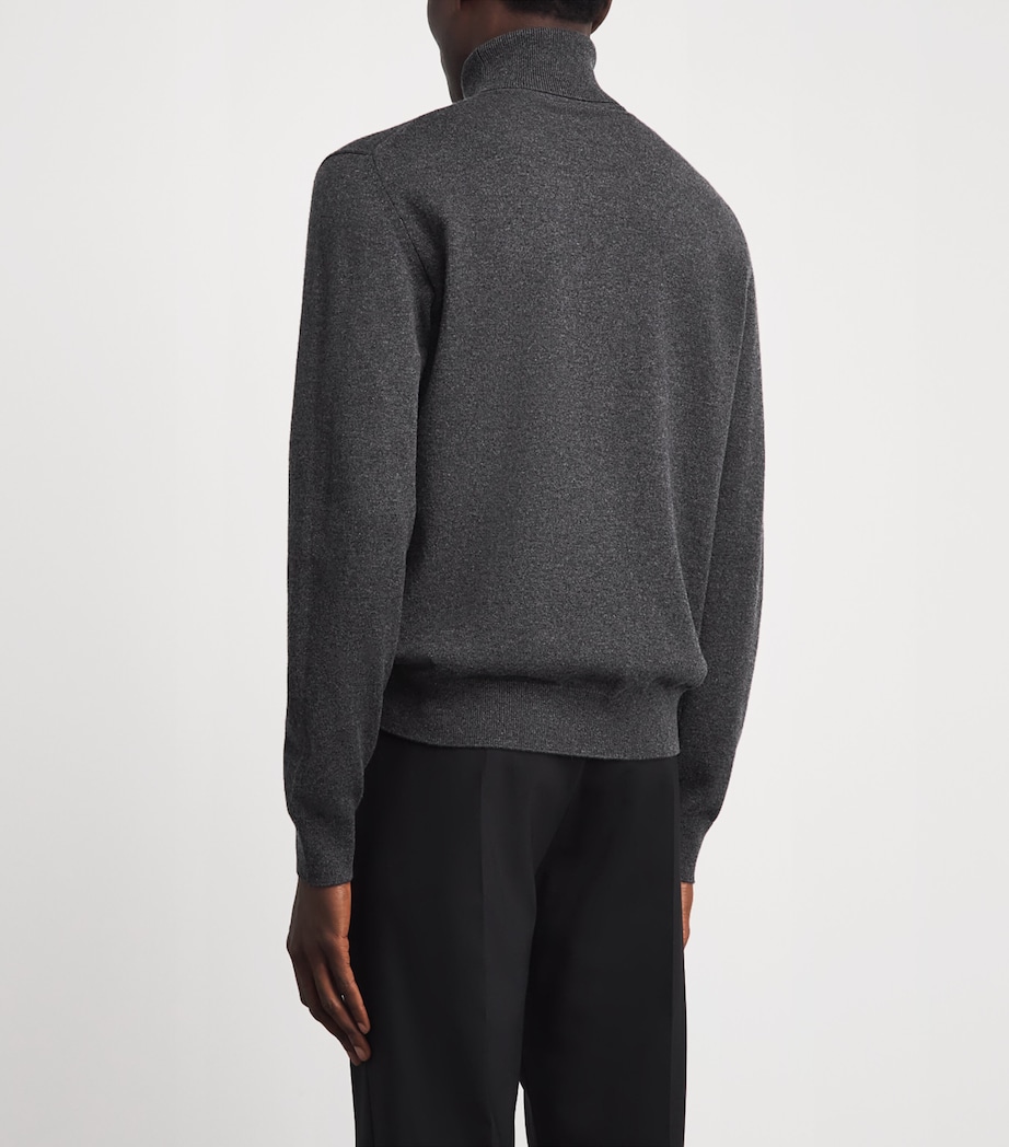 Ralph Lauren Purple Label Mens Cashmere Rollneck Sweater Dark Grey Melange Image 5