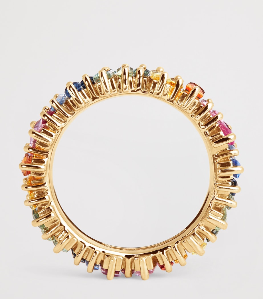 Yellow Gold and Rainbow Sapphire Bold Eternity Ring 18K YG/RS Image 3