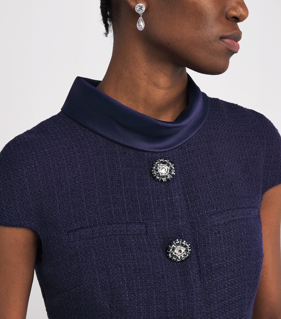 Bouclé-Taffeta Midi Dress NAVY Image 6