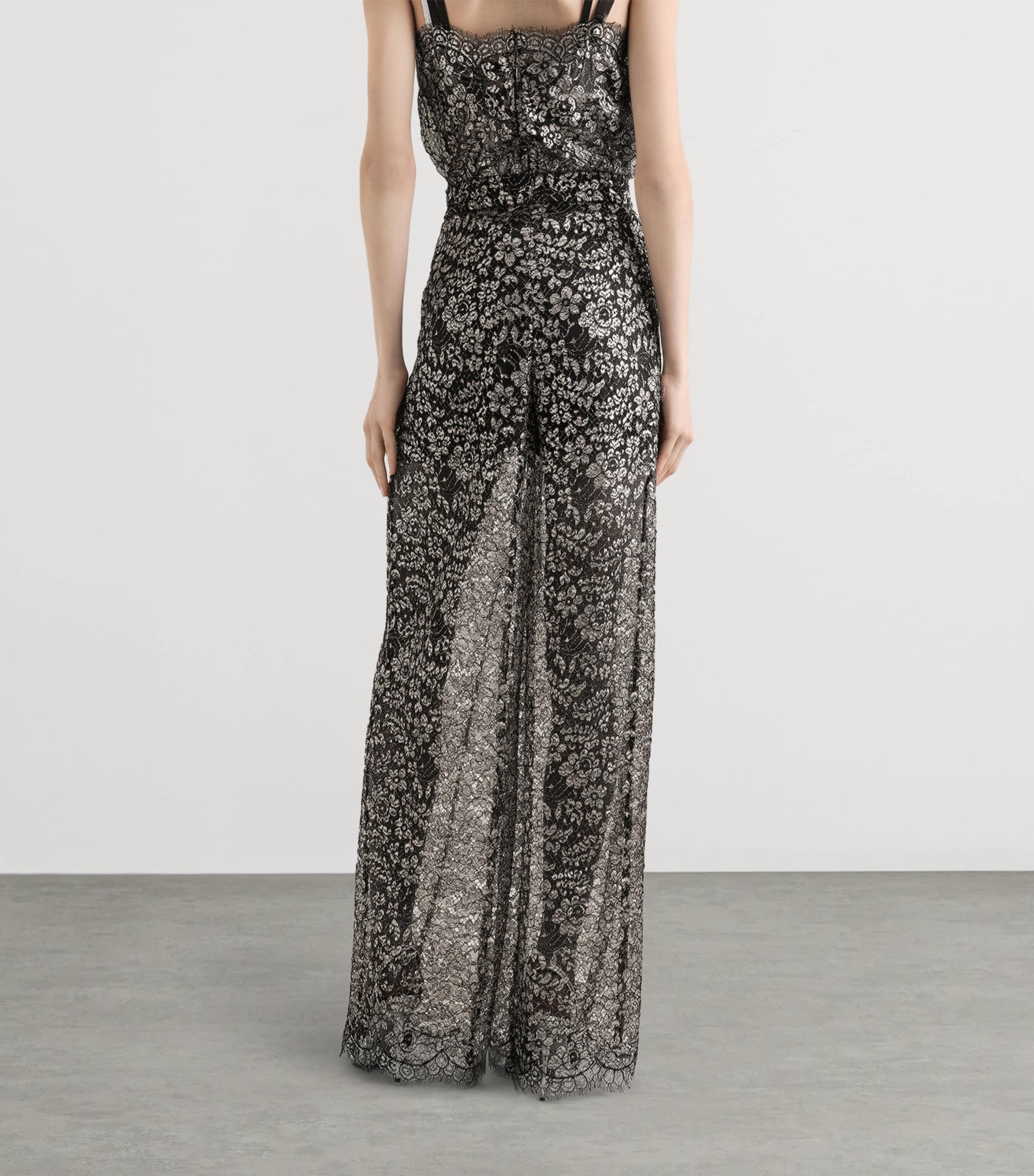 Lamé Lace Wide-Leg Trousers S0998-SILV Image 5