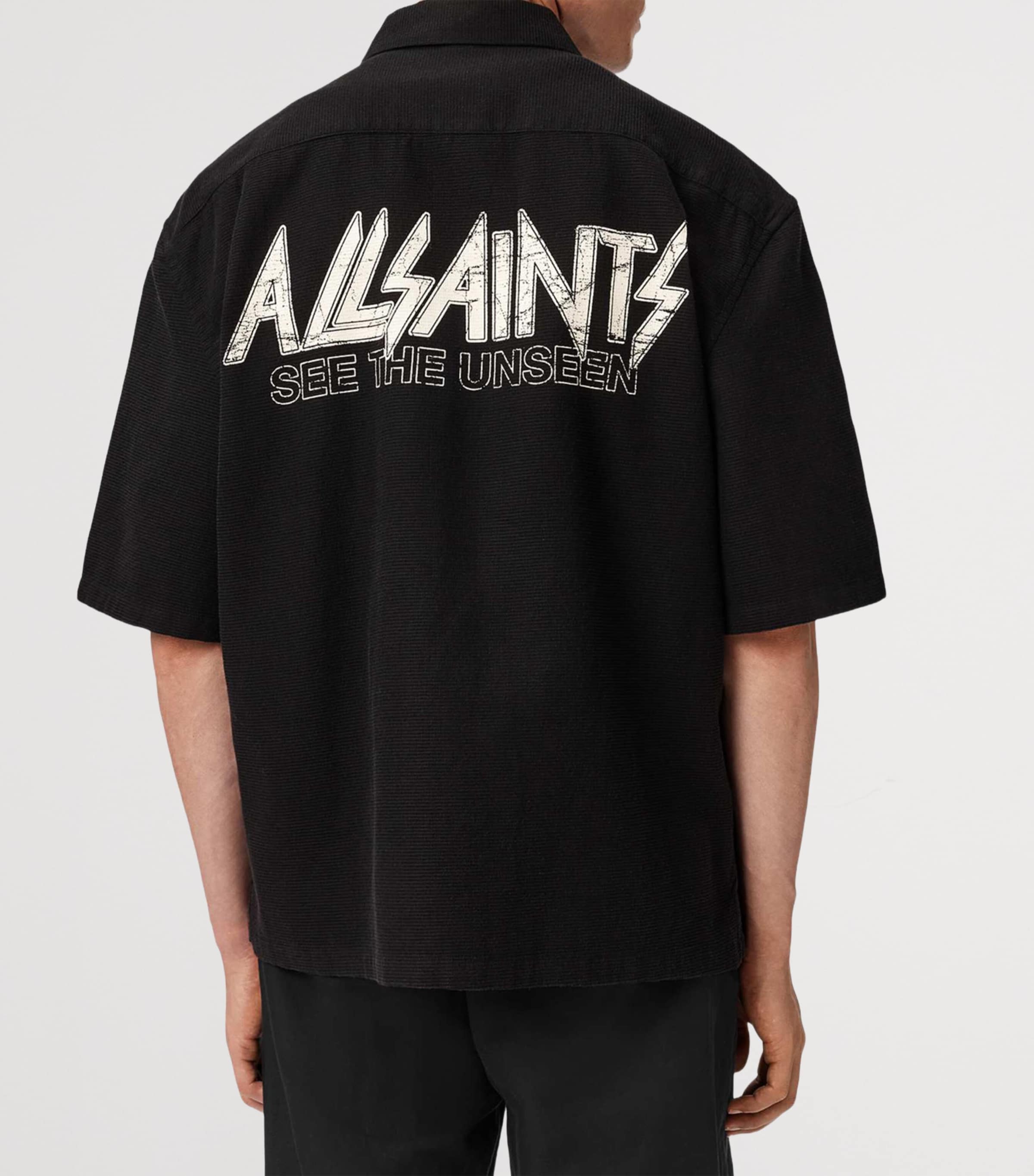 AllSaints Mens Synth Logo Shirt Orca Black Image 4